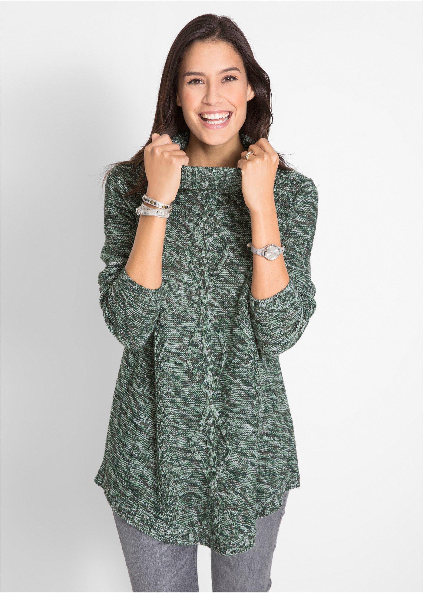 Sweter poncho, długi rękaw - Bonprix