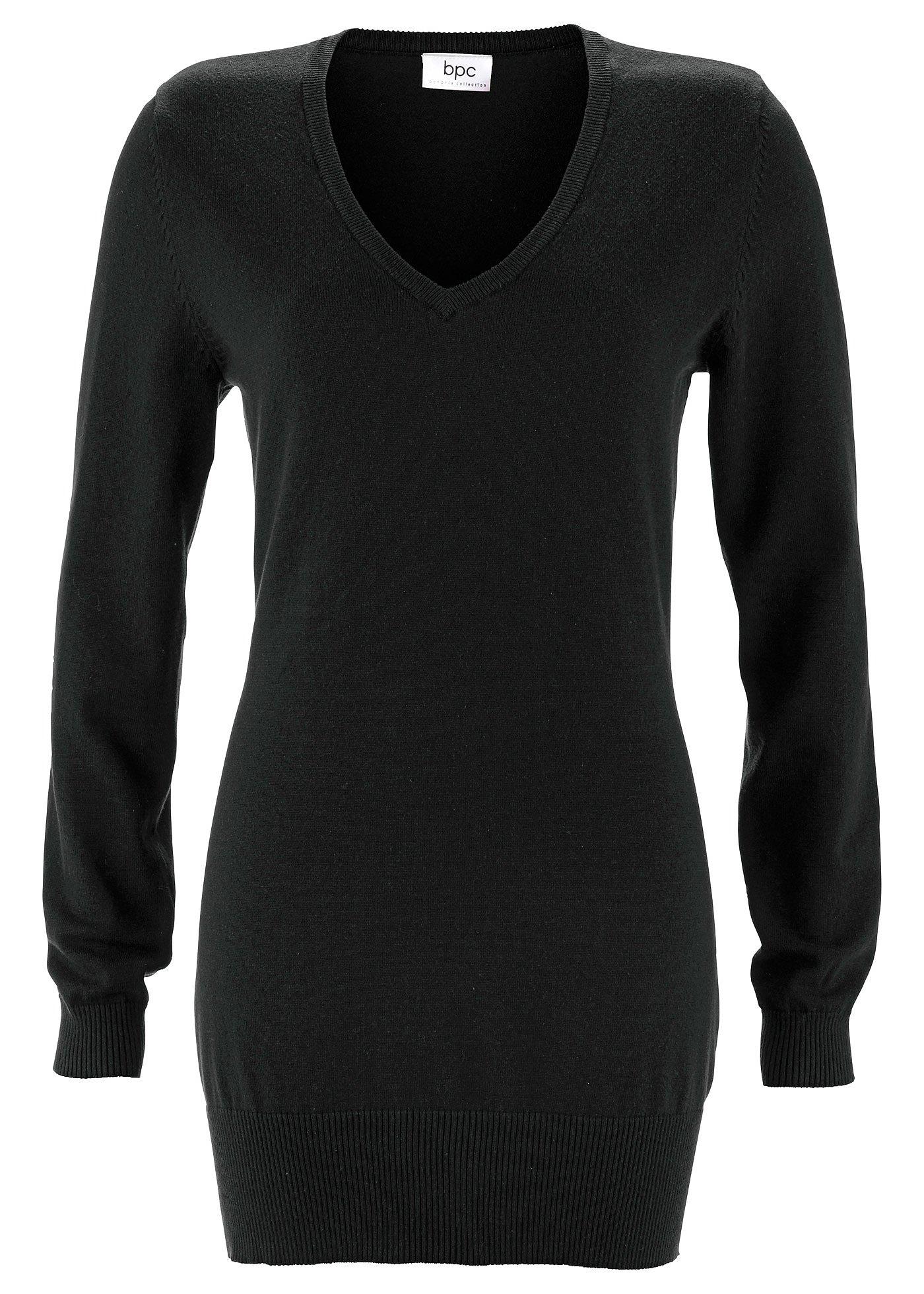 Basic Longpullover mit V-Ausschnitt