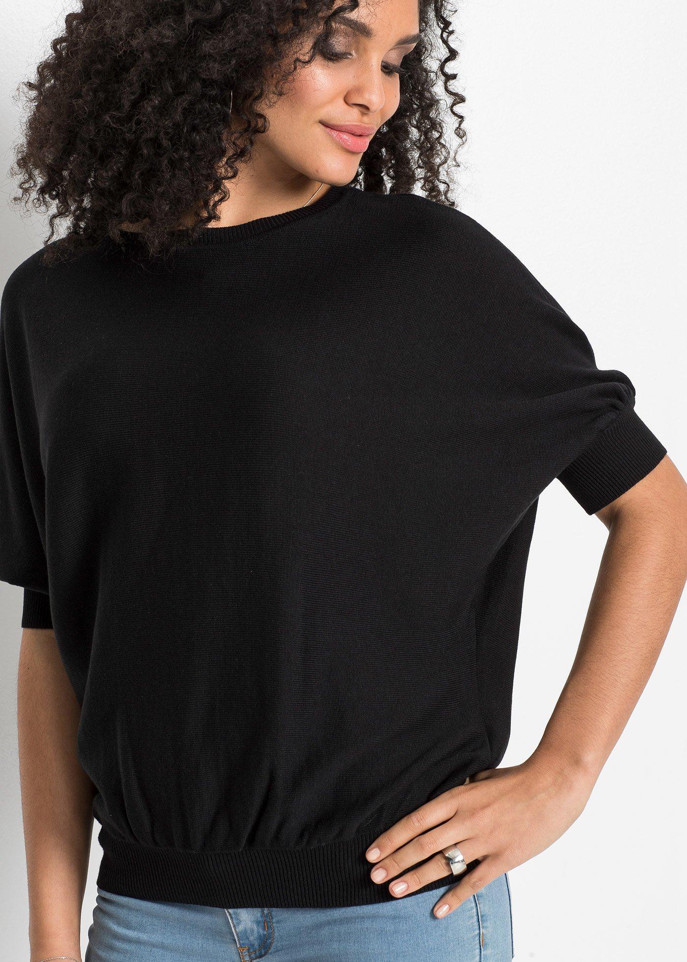 Sweter z cienkiej dzianiny z mieszanki bawełny - Bonprix