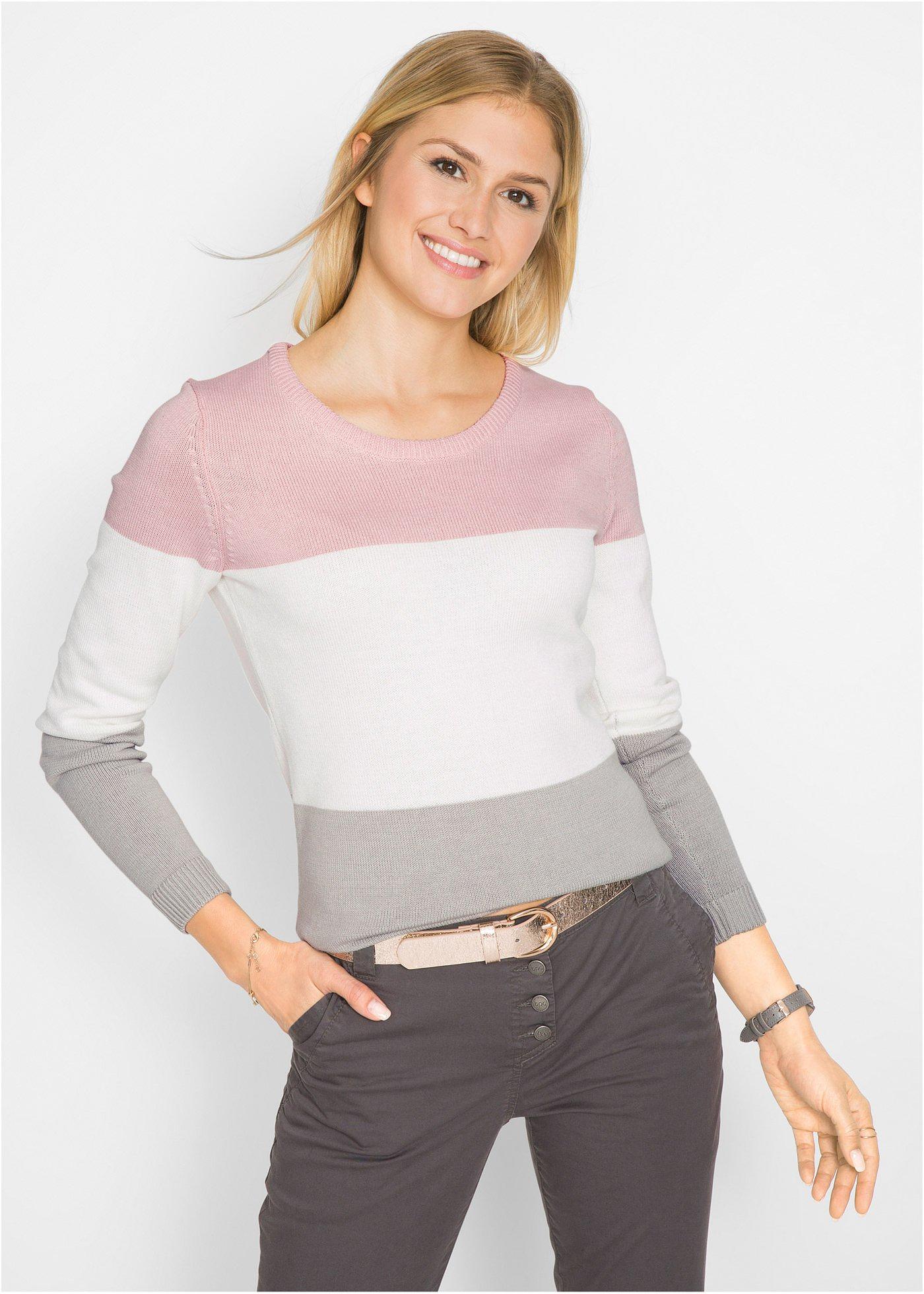 Sweter w stylu color-blocking - Bonprix