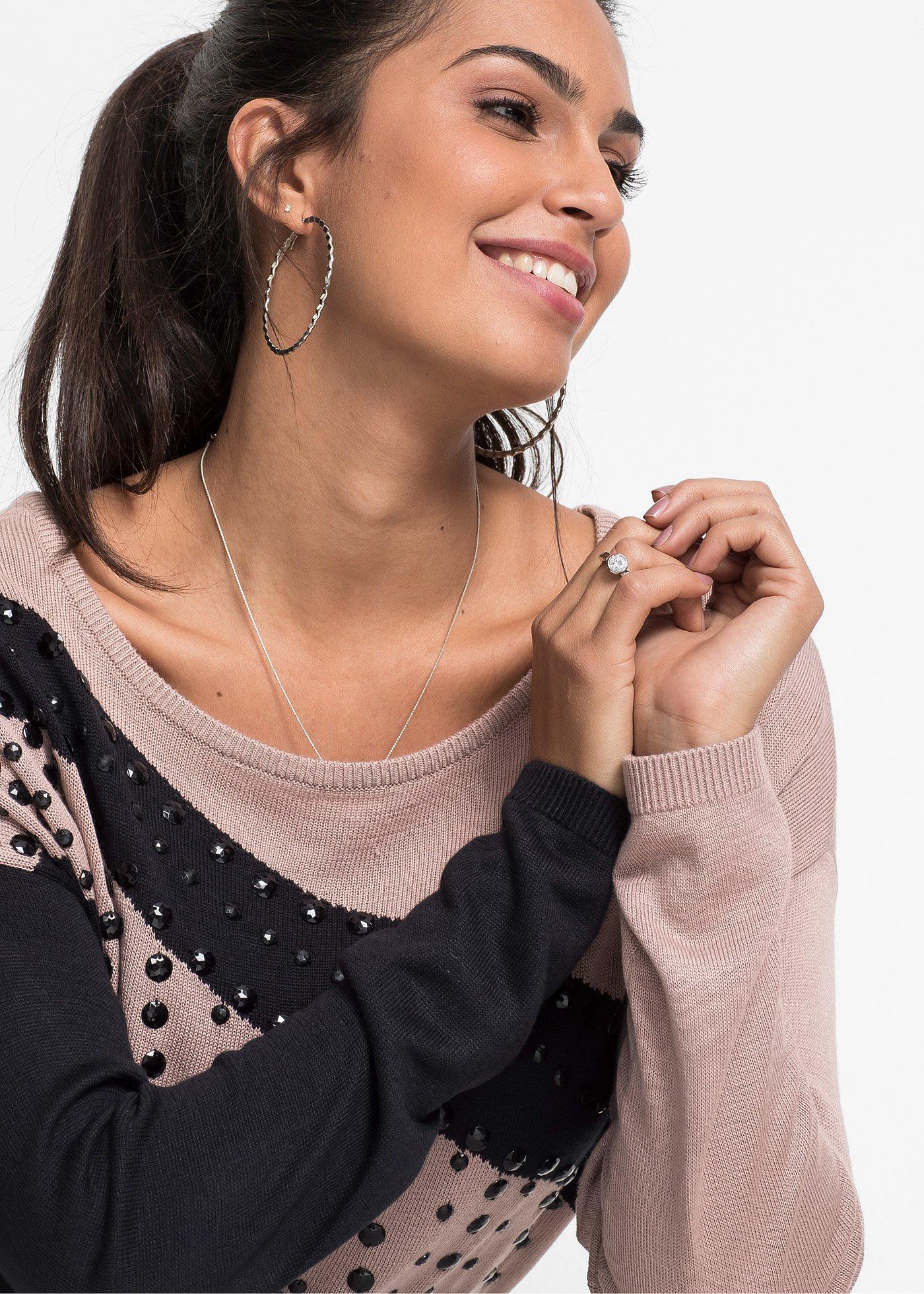 Sweter oversize z aplikacją - Bonprix