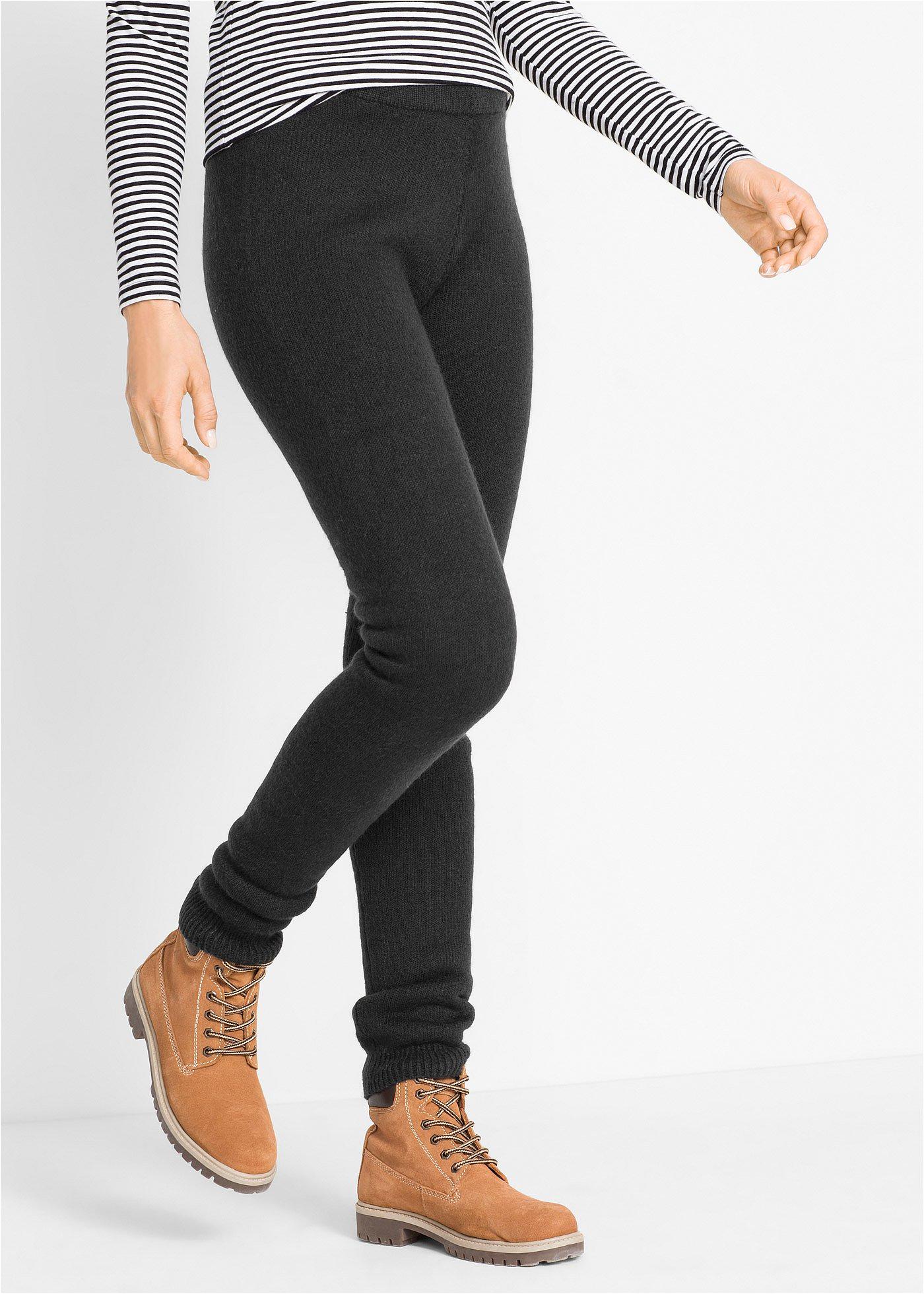 Legginsy termiczne z paskiem w prążek - Bonprix