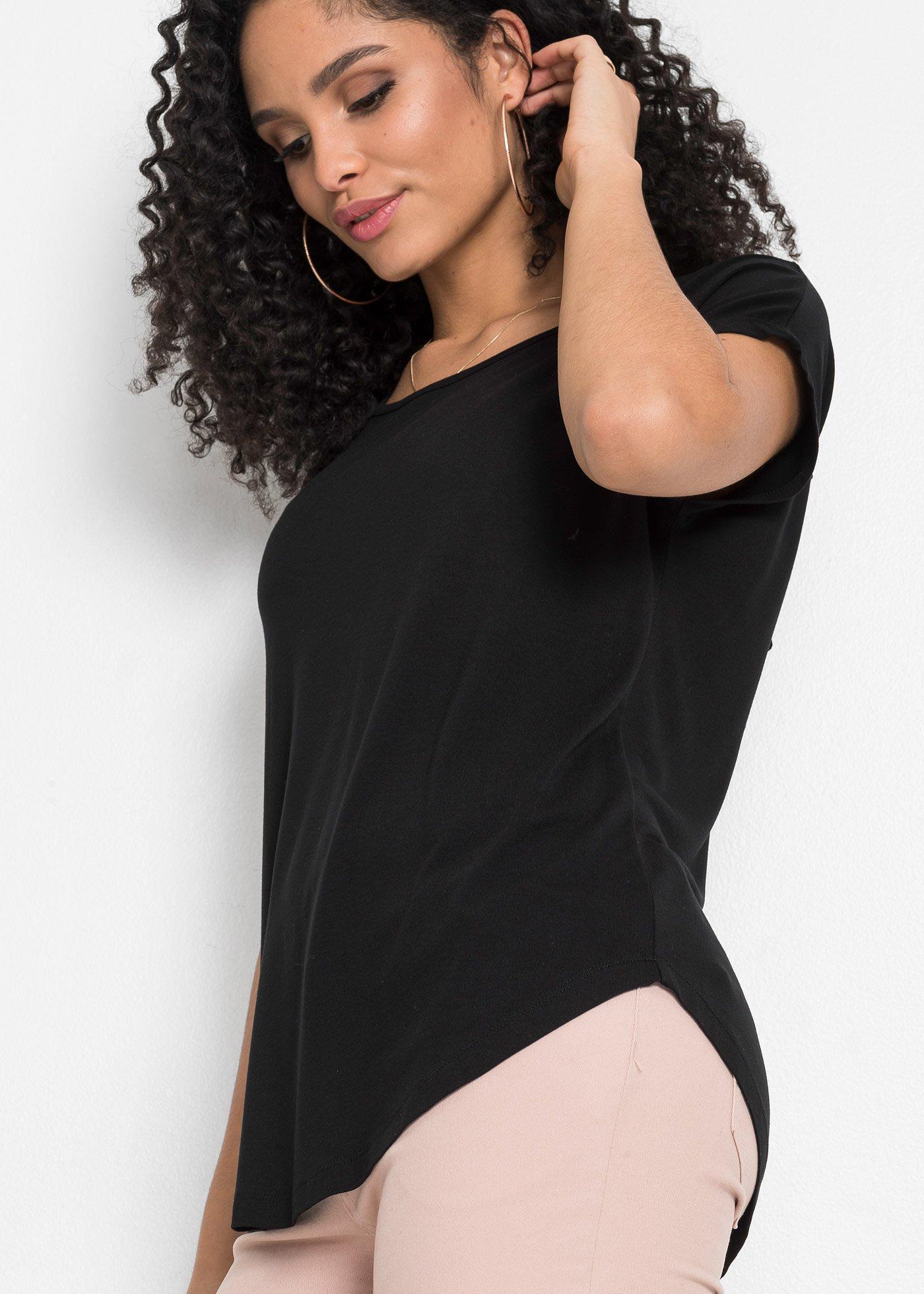 Shirt z szydełkową wstawką - Bonprix