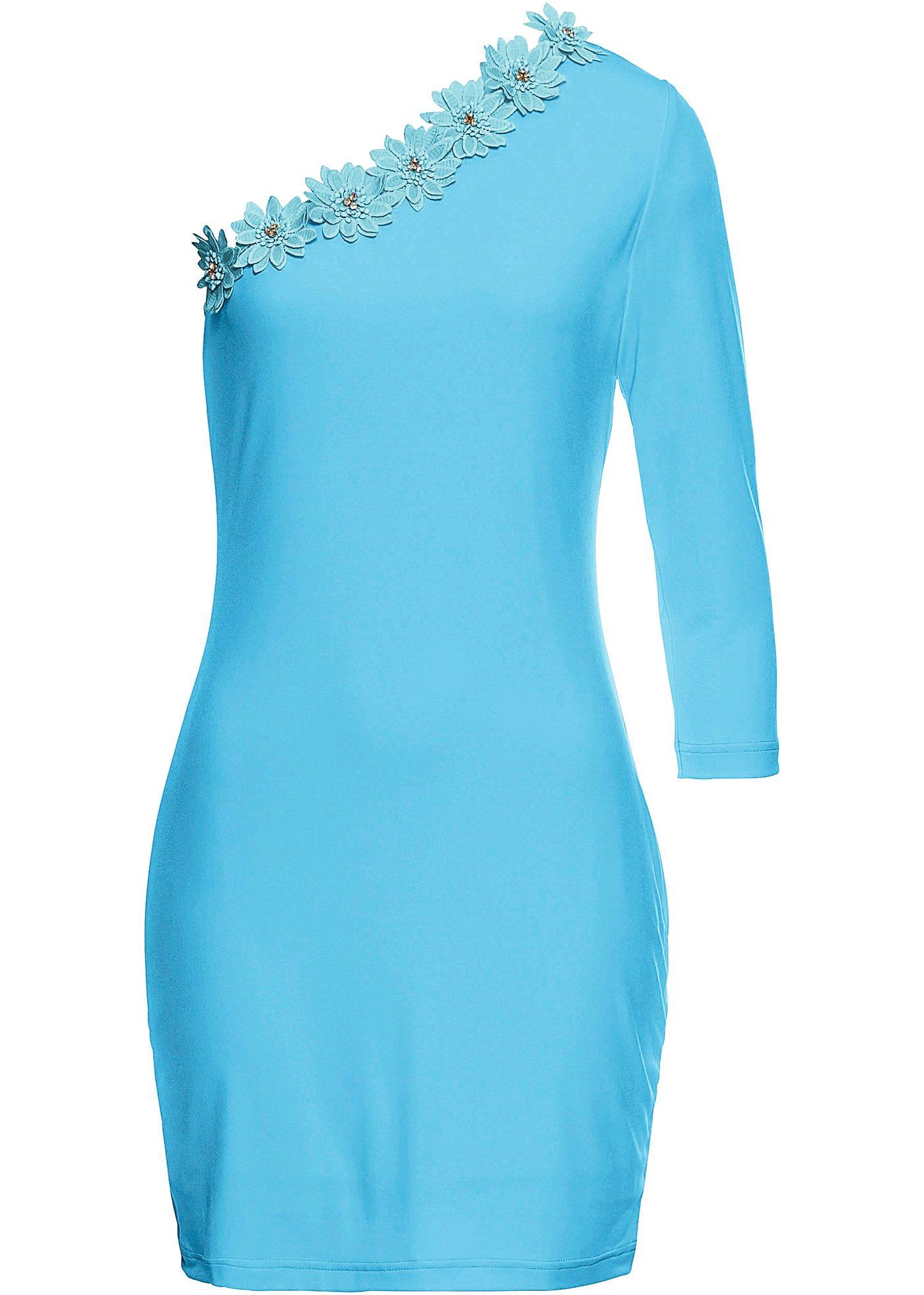 One-Shoulder-Kleid mit Blumenapplikationen One-Shoulder-Kleid mit Blumenapplikationen