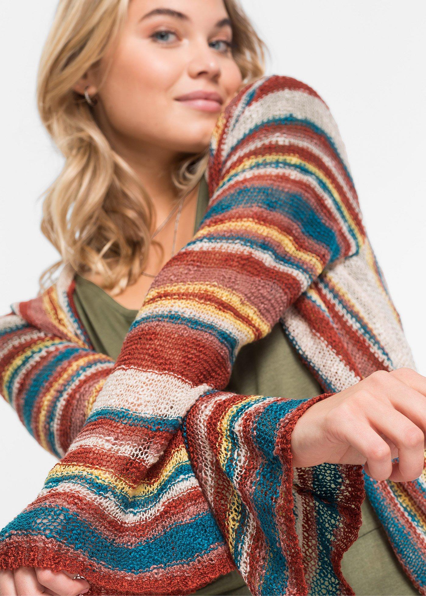 Sweter bez zapięcia w paski - Bonprix