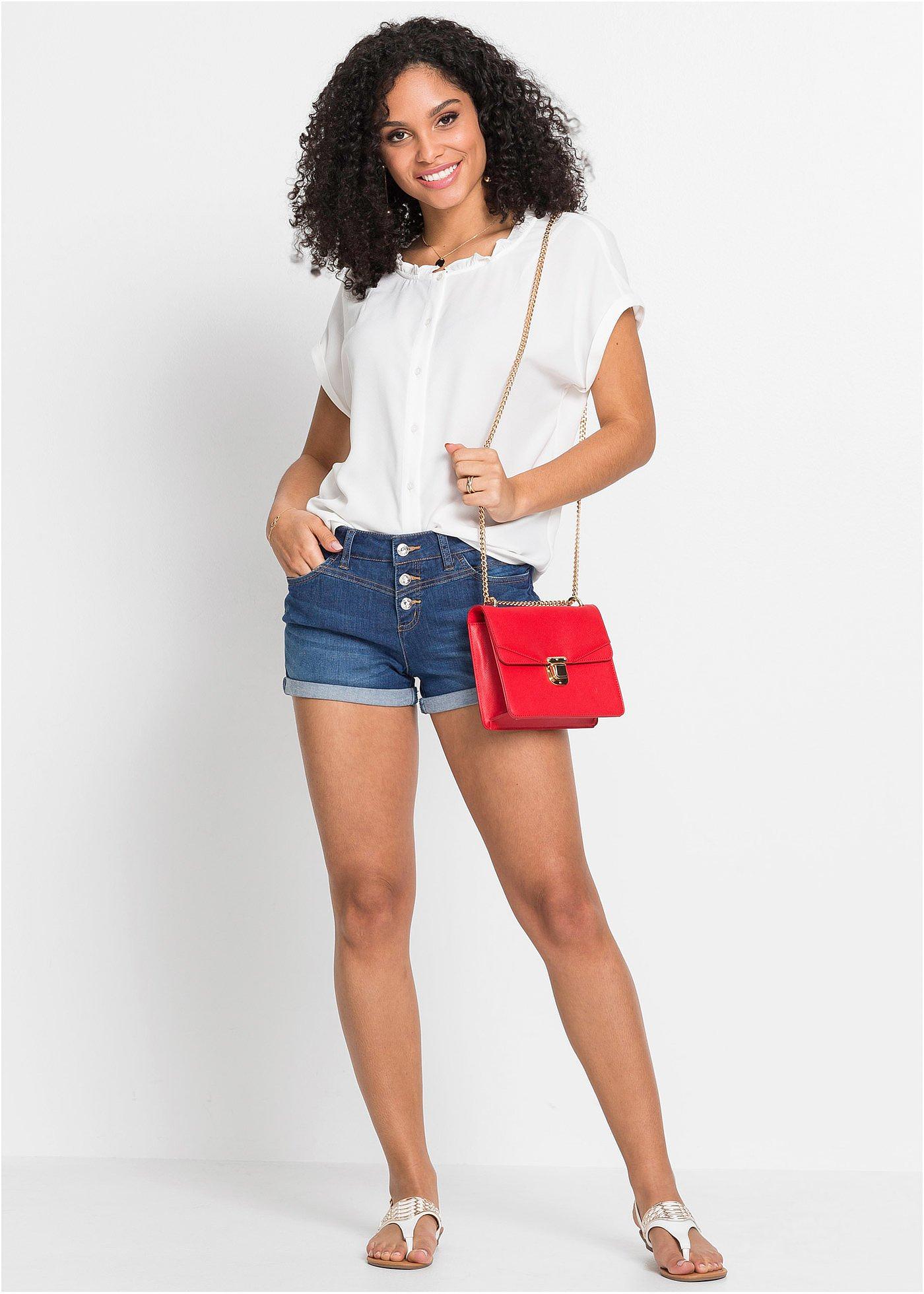 Szorty dżinsowe mid waist - Bonprix