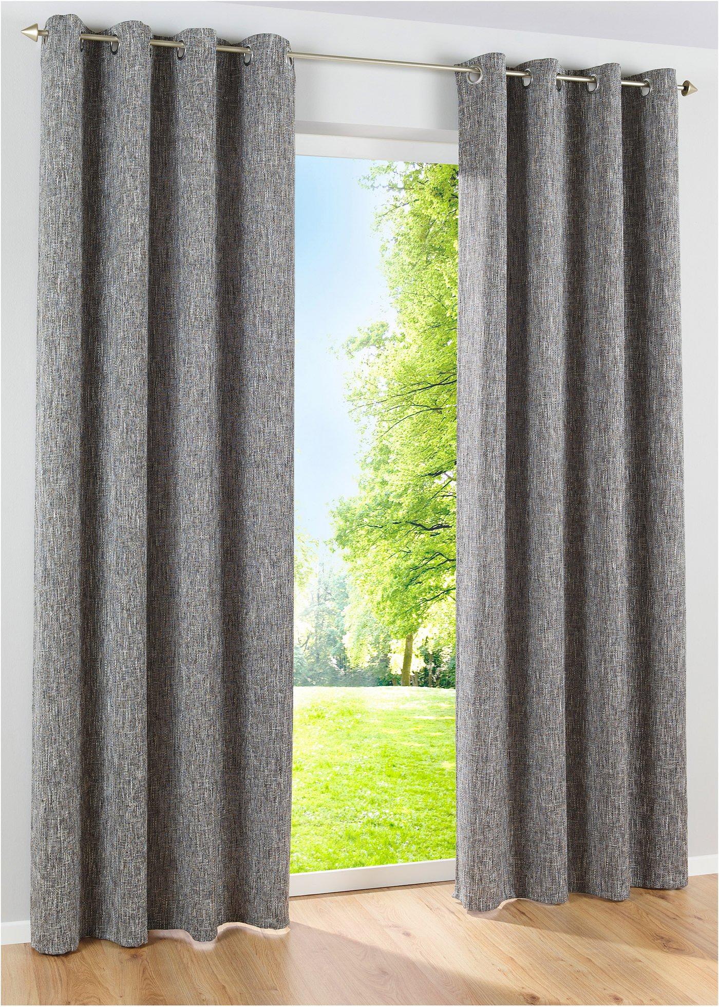 Schwerer Vorhang mit edler Musterung grau, Ösen