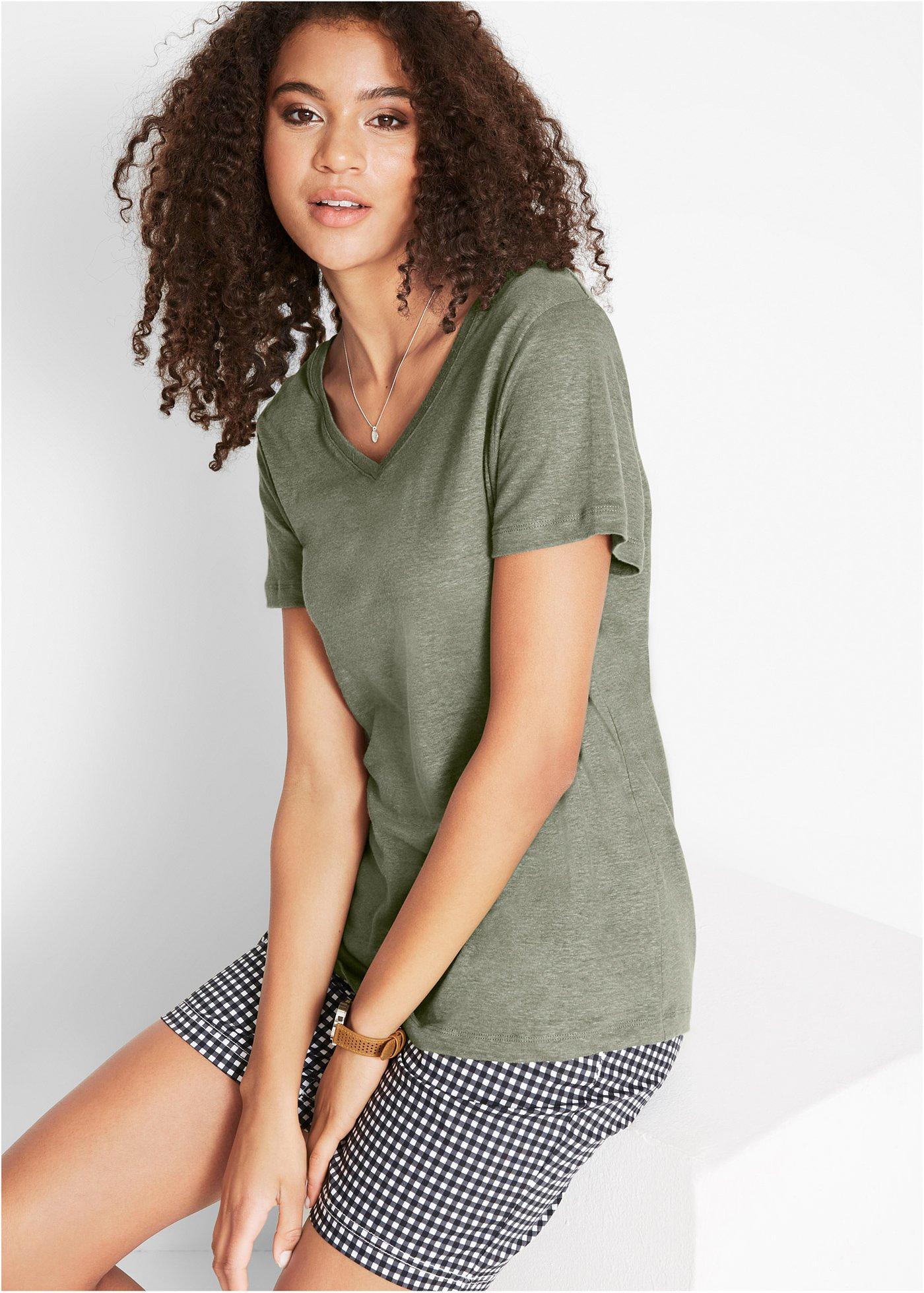 T-shirt lniany - Bonprix