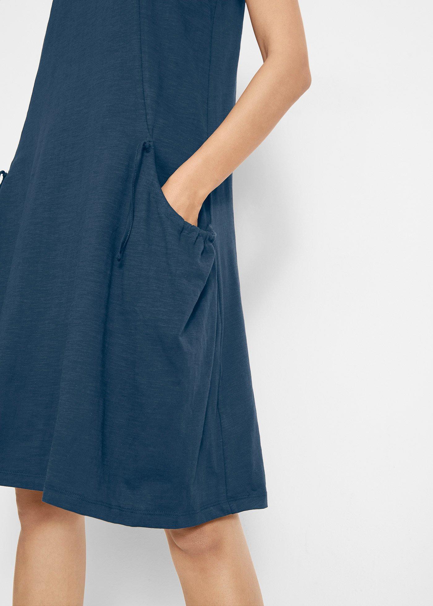 Sukienka z bawełnianego dżerseju z kieszeniami - Bonprix