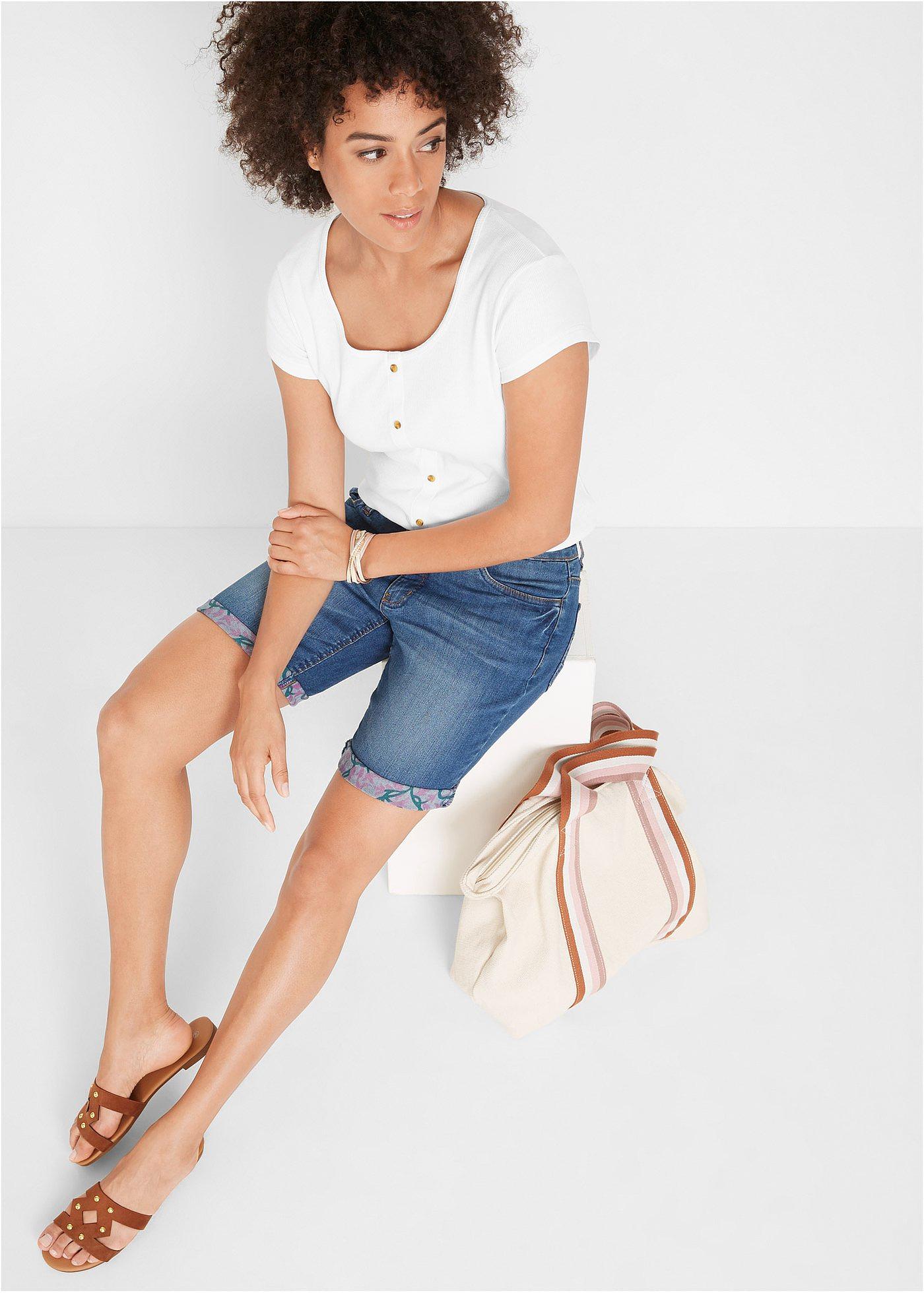 Bermudy dżinsowe Straight, mid waist - Bonprix