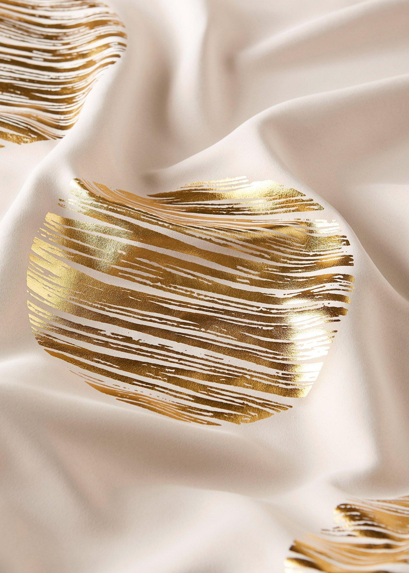 Edler Verdunkelungsvorhang mit goldenem Druck - creme/gold, Ösen