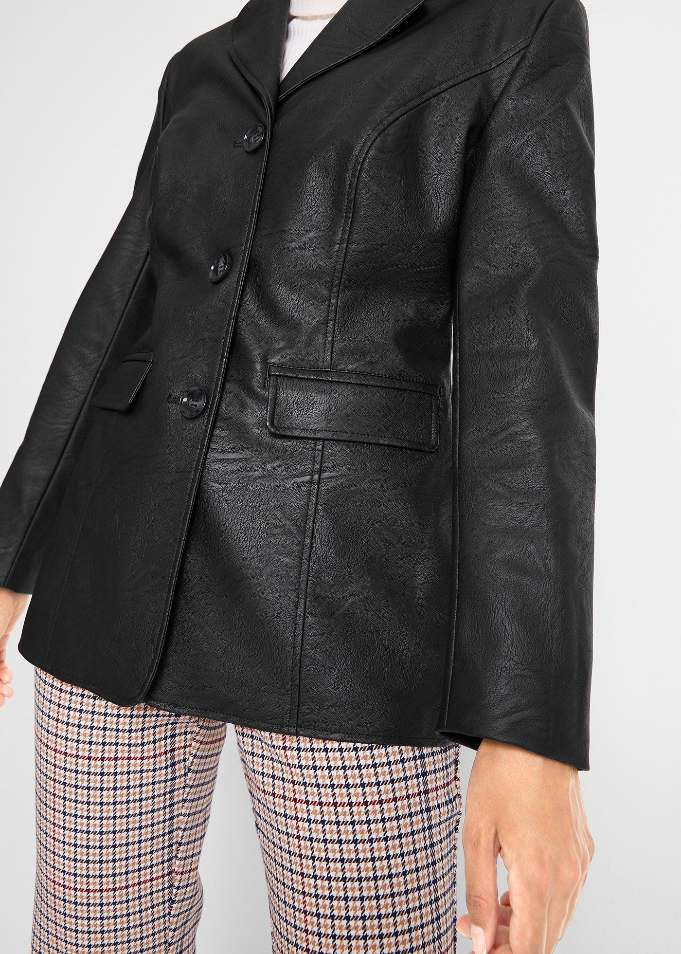 Długi żakiet z imitacji skóry - Bonprix