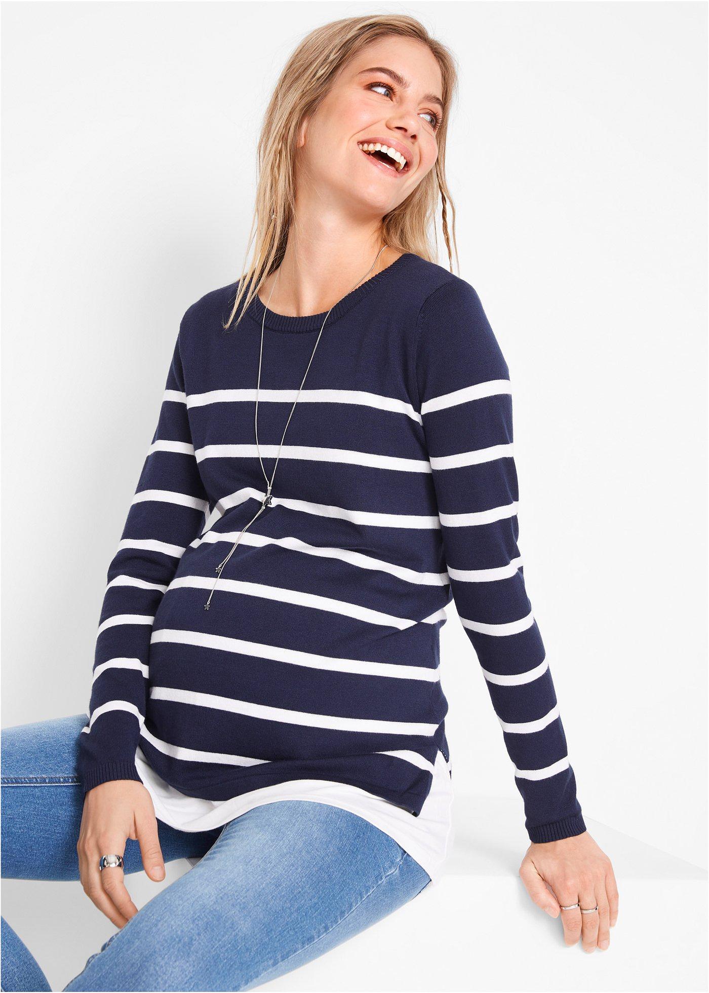 Lekki sweter 2 w 1 na okres ciąży i do karmienia - Bonprix