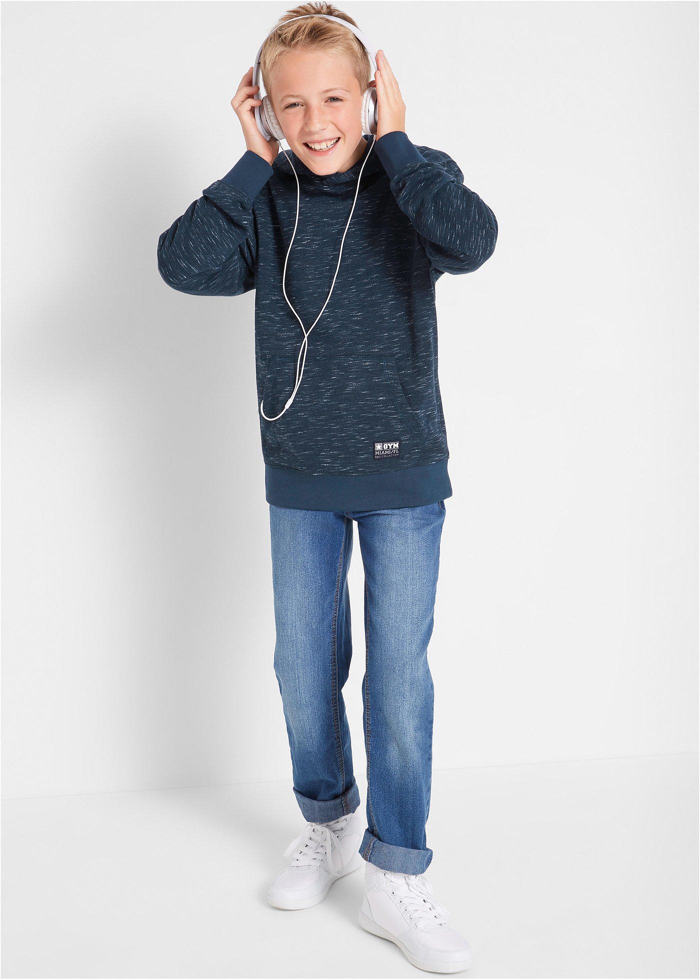 Bluza z kapturem z miękkiej mieszanki bawełny - Bonprix