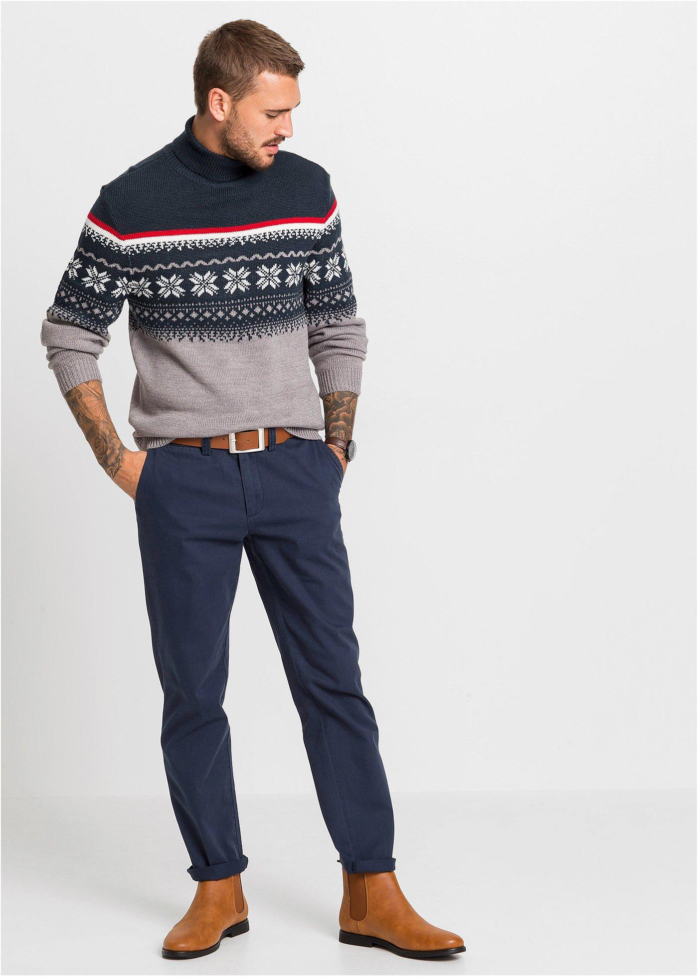 Sweter z golfem w norweski wzór - Bonprix