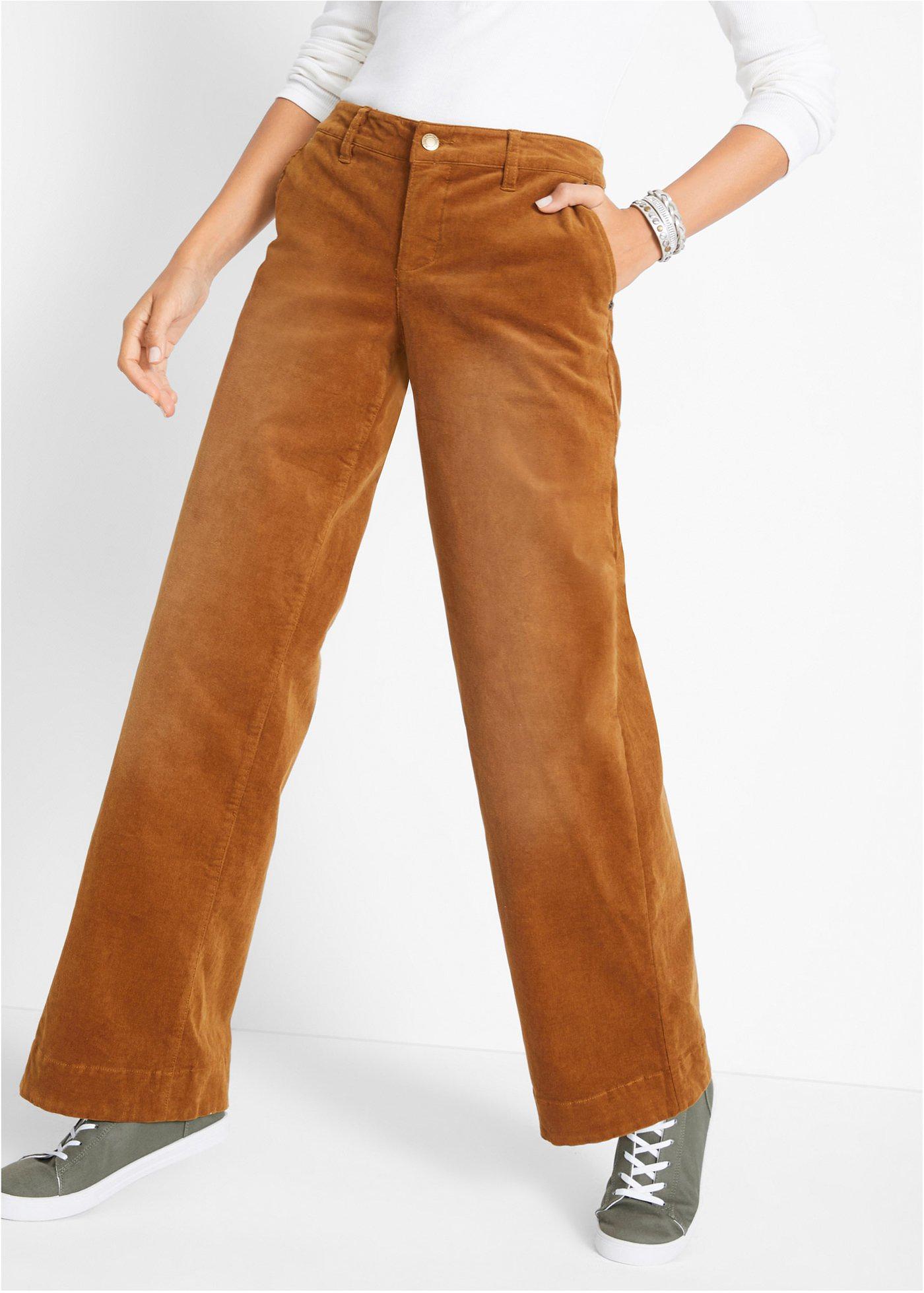Spodnie sztruksowe ze stretchem, wide leg - Bonprix