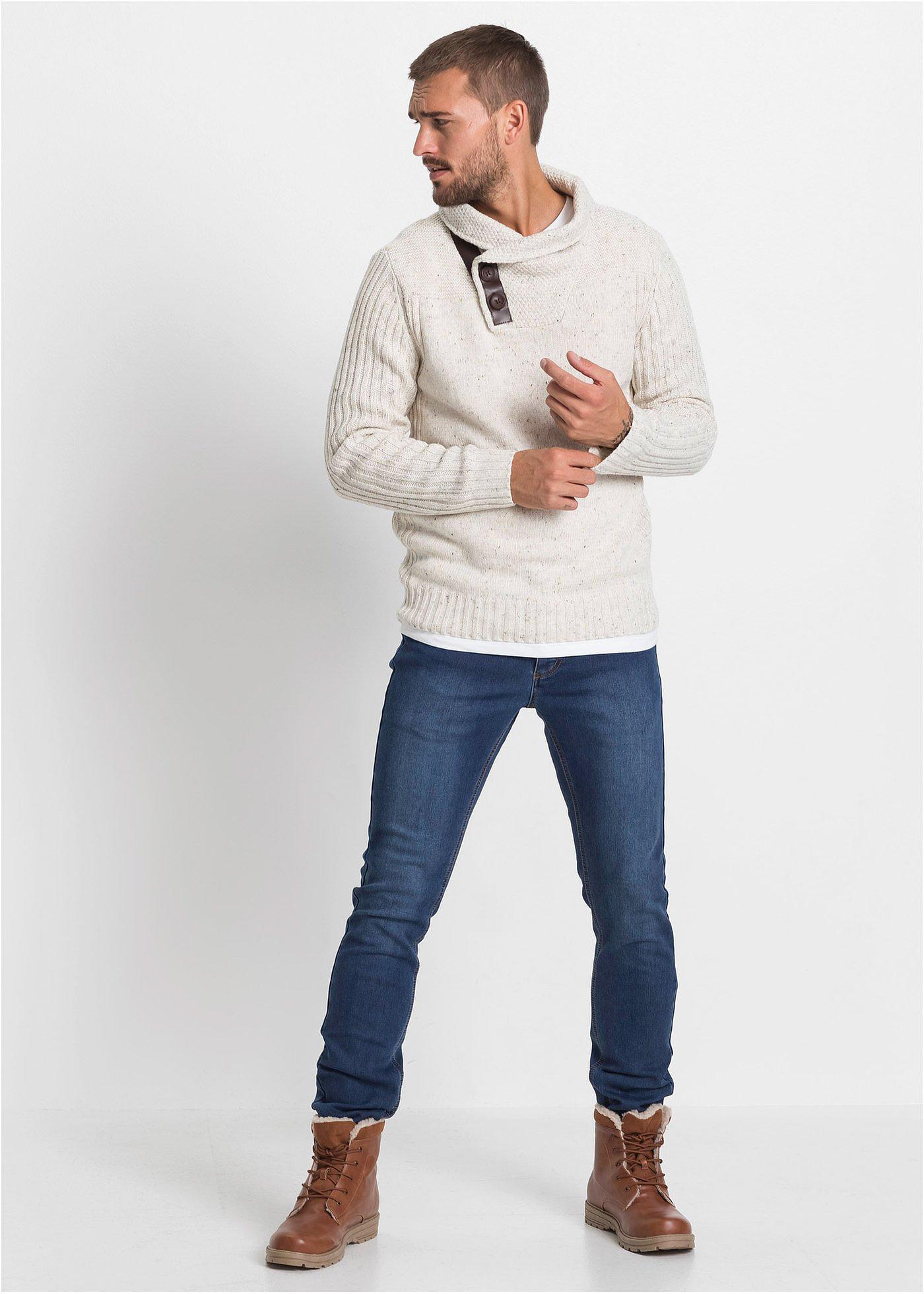 Sweter z szalowym kołnierzem - Bonprix