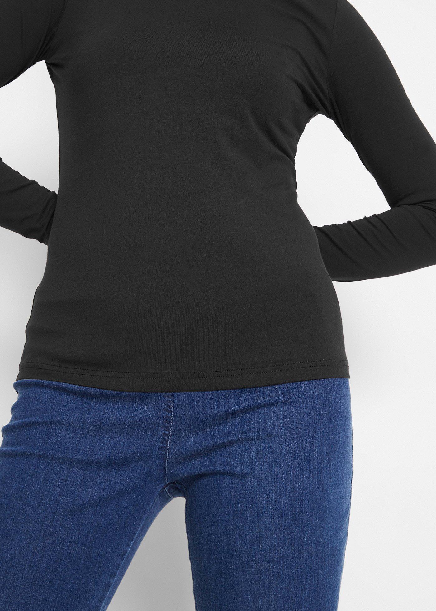 Bluzka z długim rękawem i golfem - Bonprix