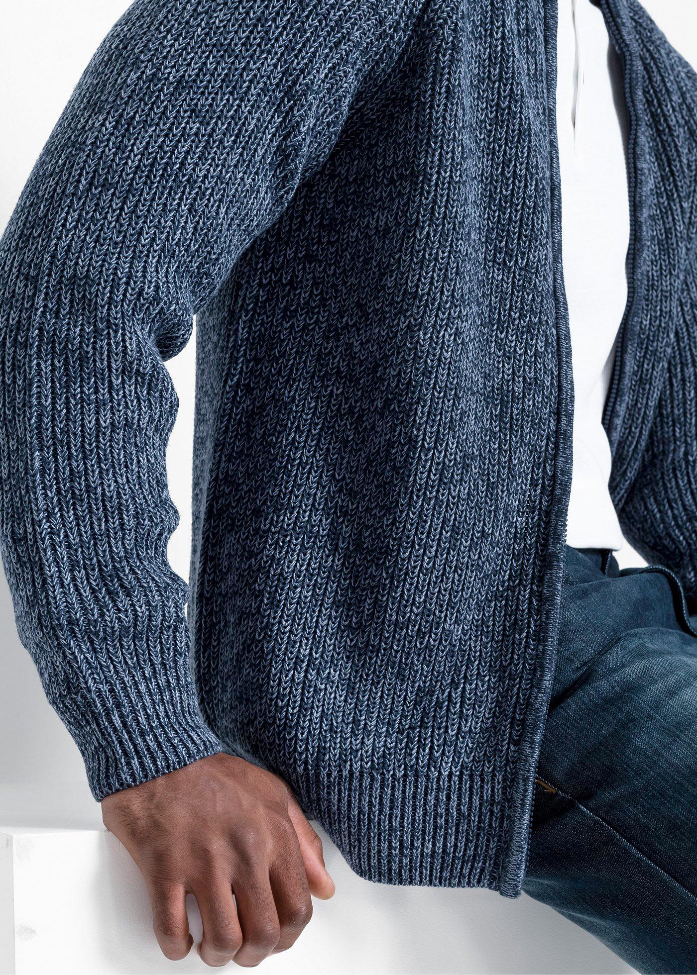 Sweter z grubej, prążkowanej dzianiny z miękkiej mieszanki bawełny - Bonprix