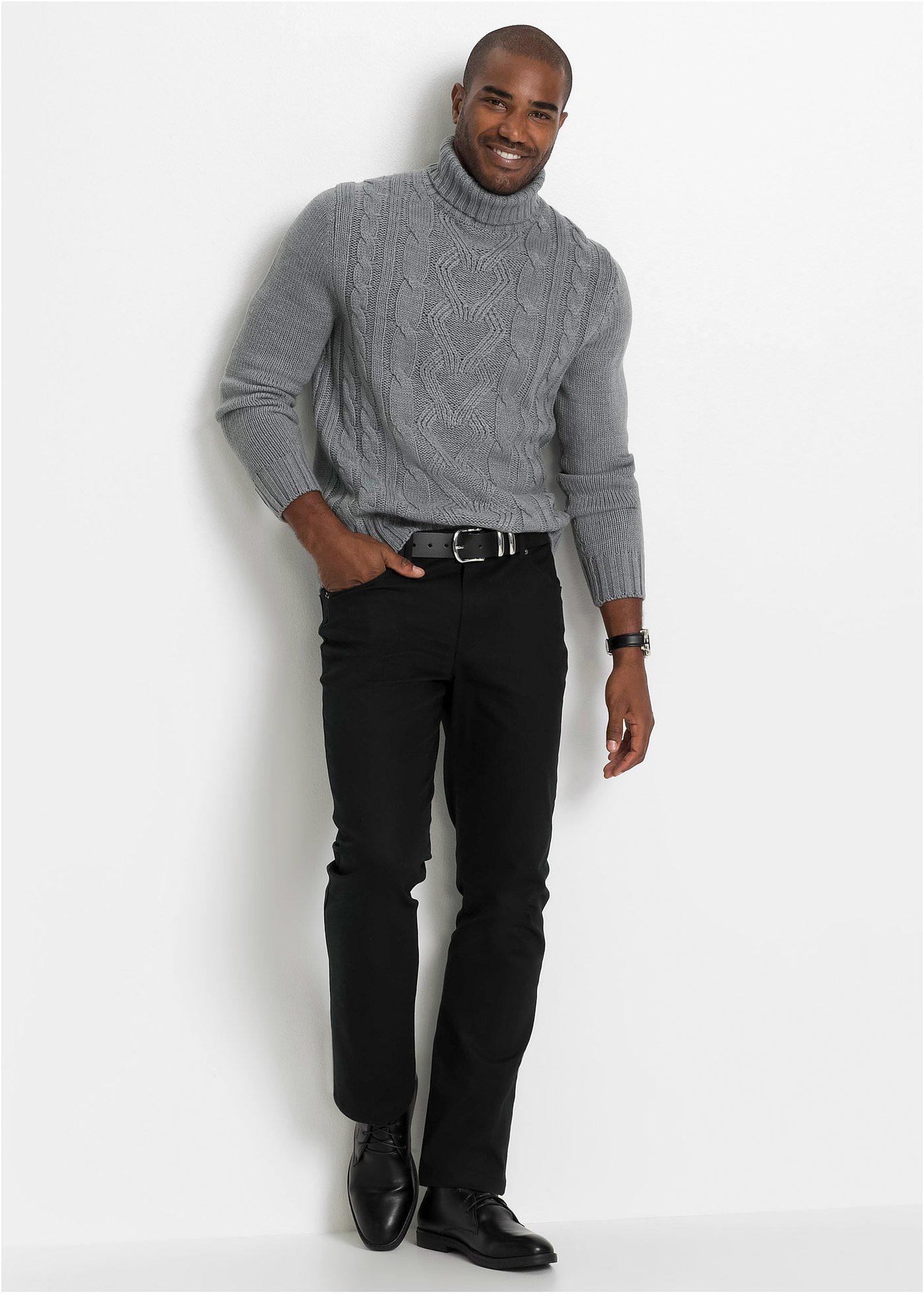 Sweter z golfem, w warkocze - Bonprix