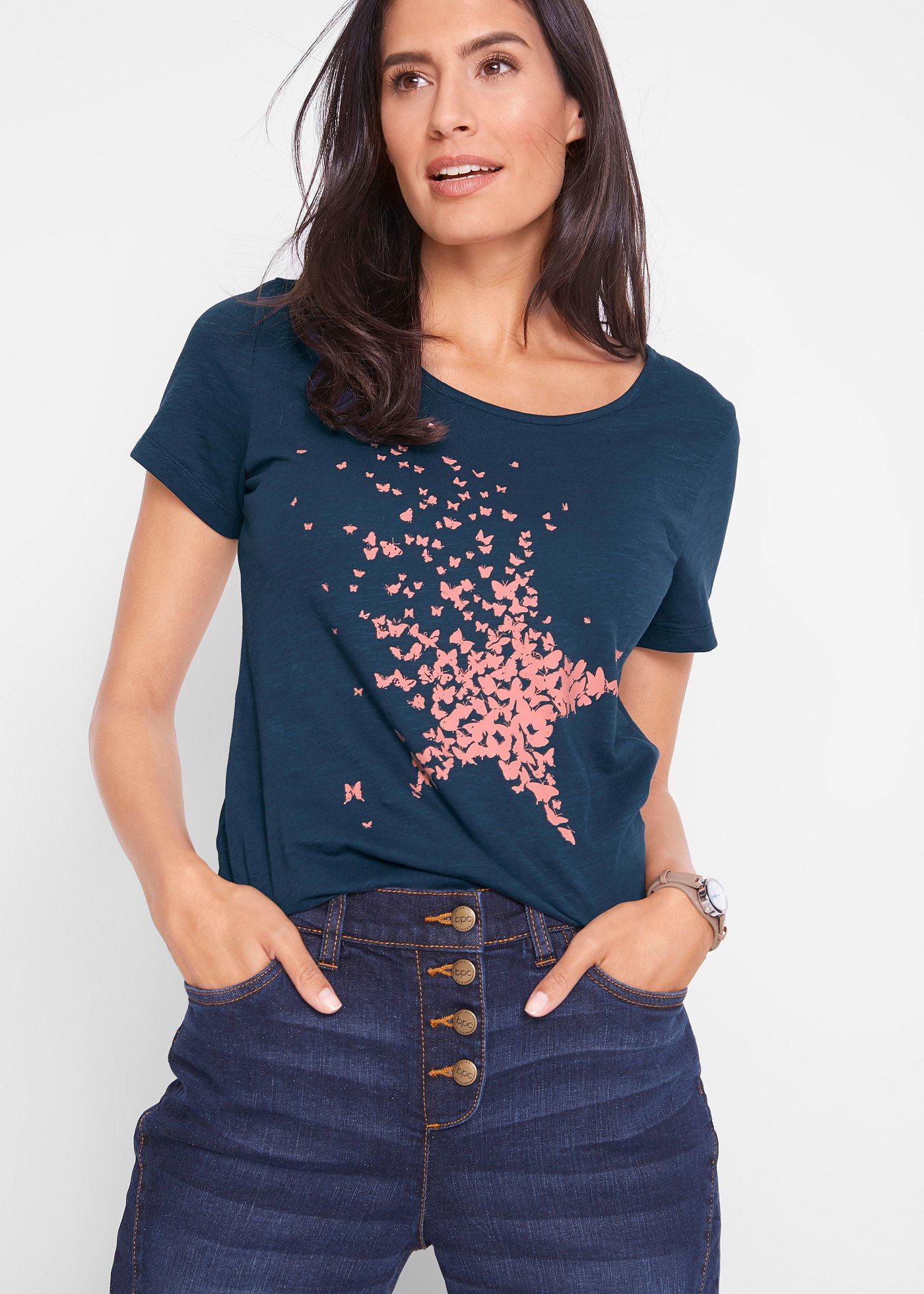 Shirt z przędzy mieszankowej, krótki rękaw - Bonprix