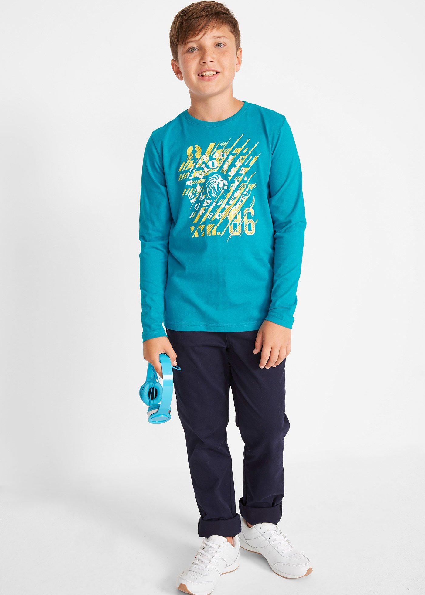 Shirt z długim rękawem, z czystej bawełny organicznej (2 szt.) - Bonprix