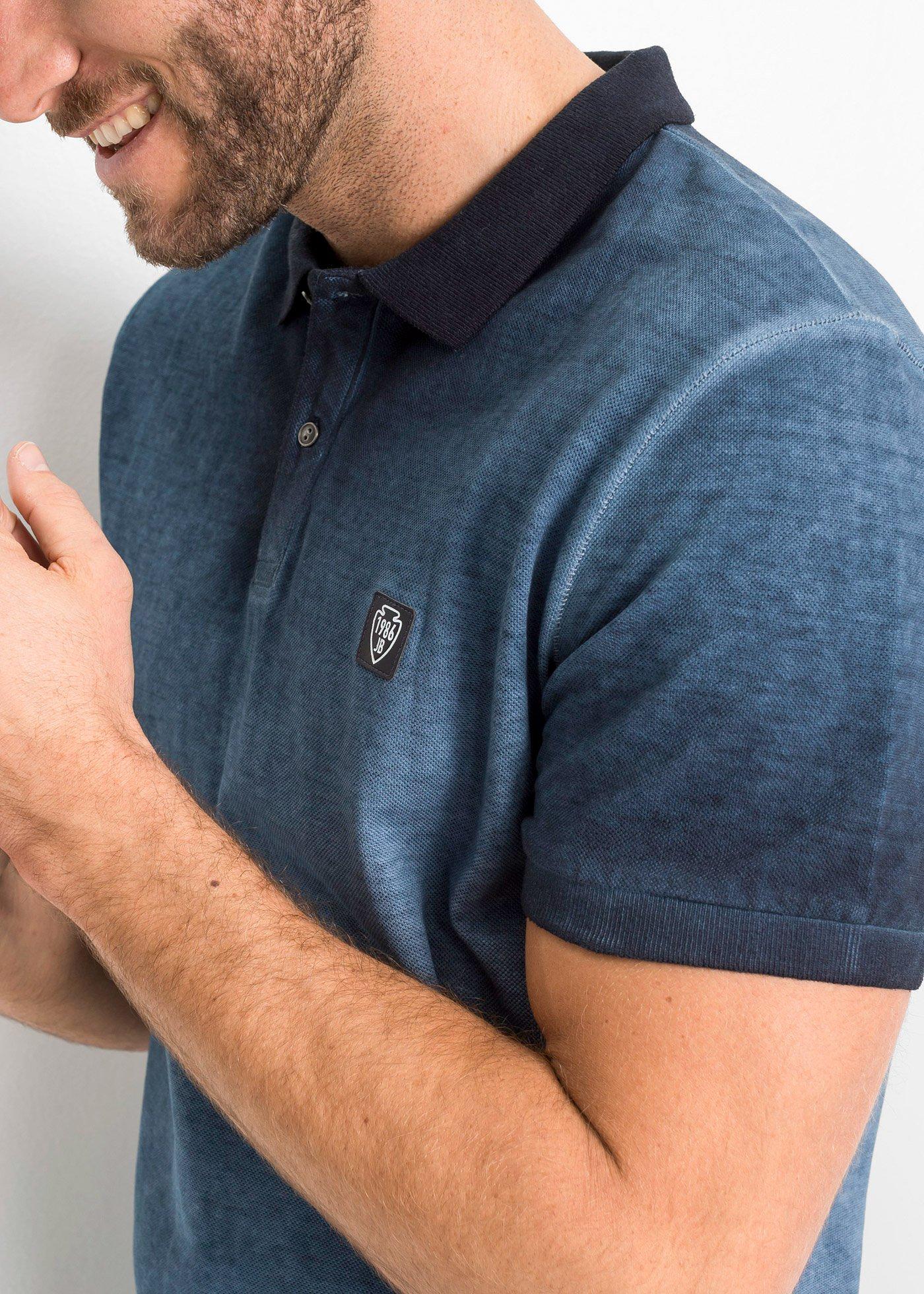 Koszulka polo z piki z efektem wytarcia - Bonprix