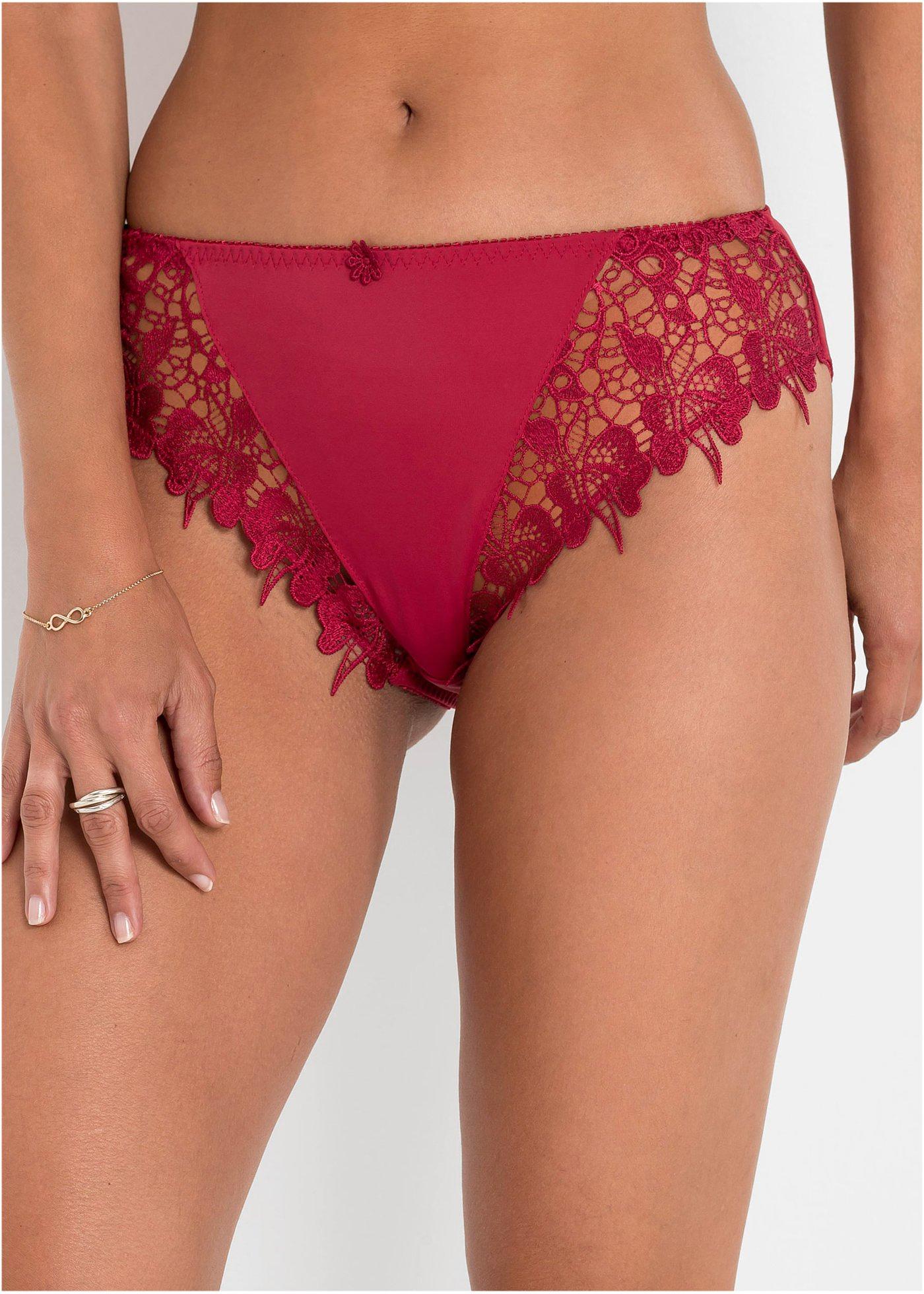 Feiner Slip mit Spitze dunkelrot