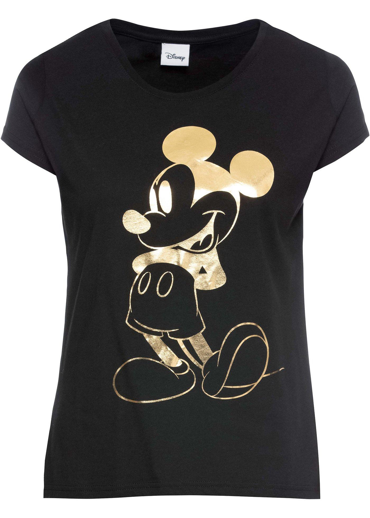 Trendiges DisneyShirt mit Mickey Mouse Print schwarz/gold