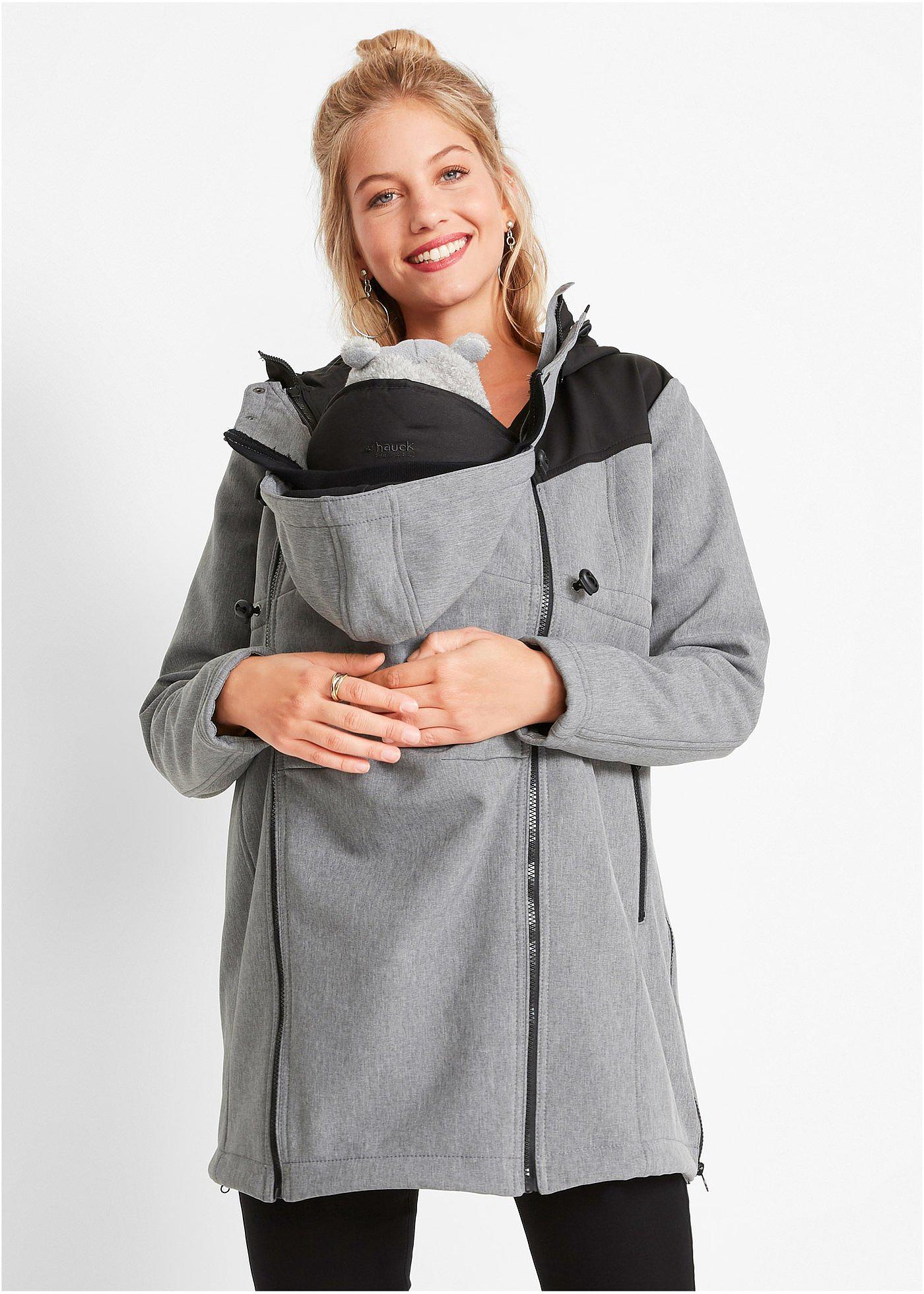 Płaszcz 3 w 1 ciążowy i do noszenia z nosidełkiem, softshell - Bonprix