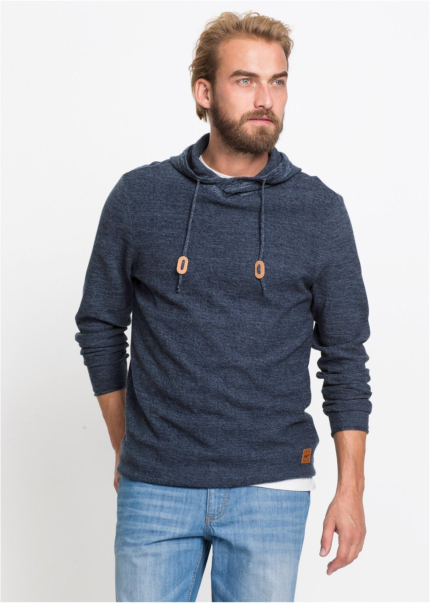 Sweter z kapturem, z bawełny - Bonprix