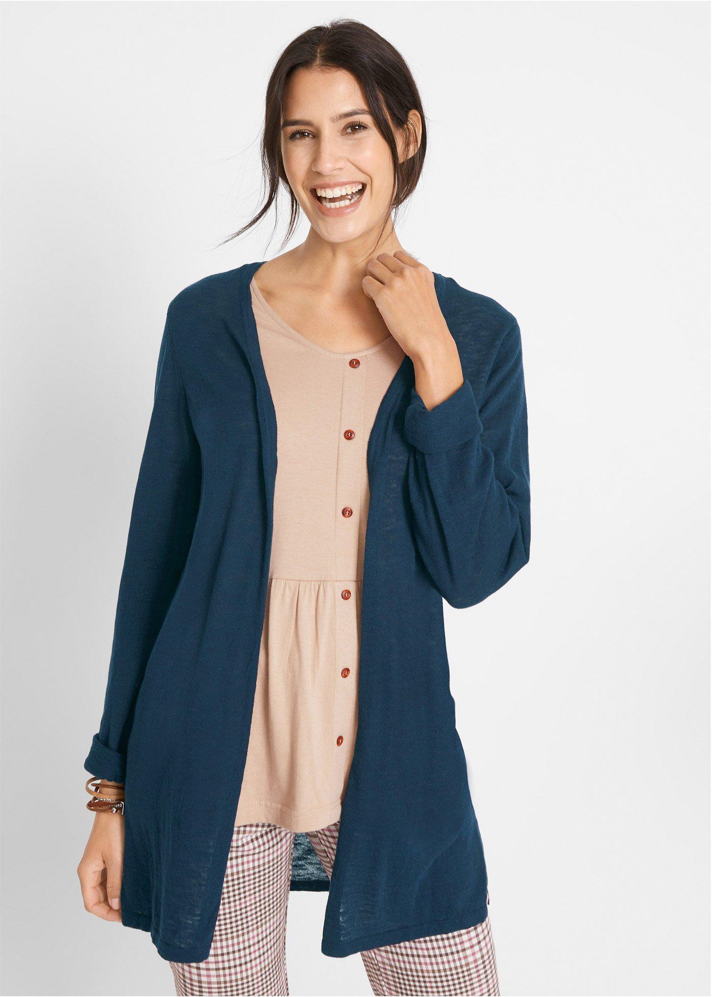 Sweter bez zapięcia z czystej bawełny slub - Bonprix
