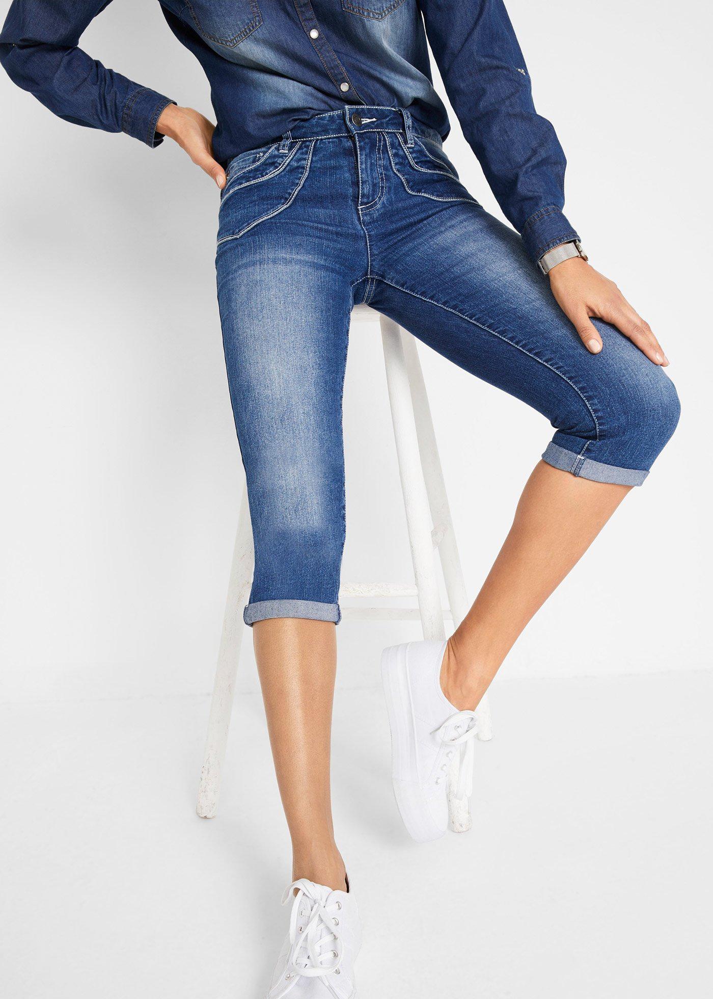 Dżinsy Straight Mid Waist, cropped - Bonprix