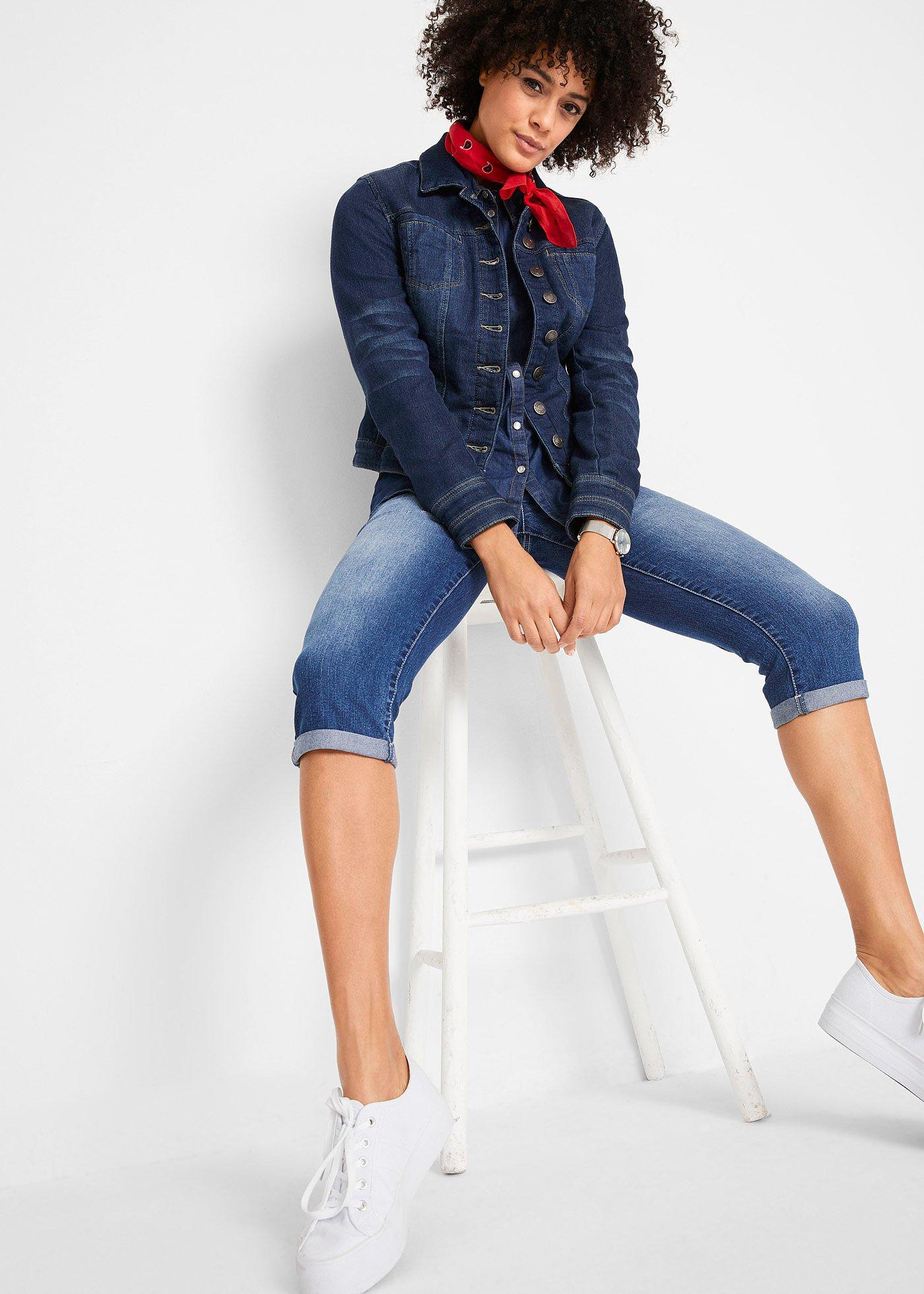 Dżinsy Straight Mid Waist, cropped - Bonprix