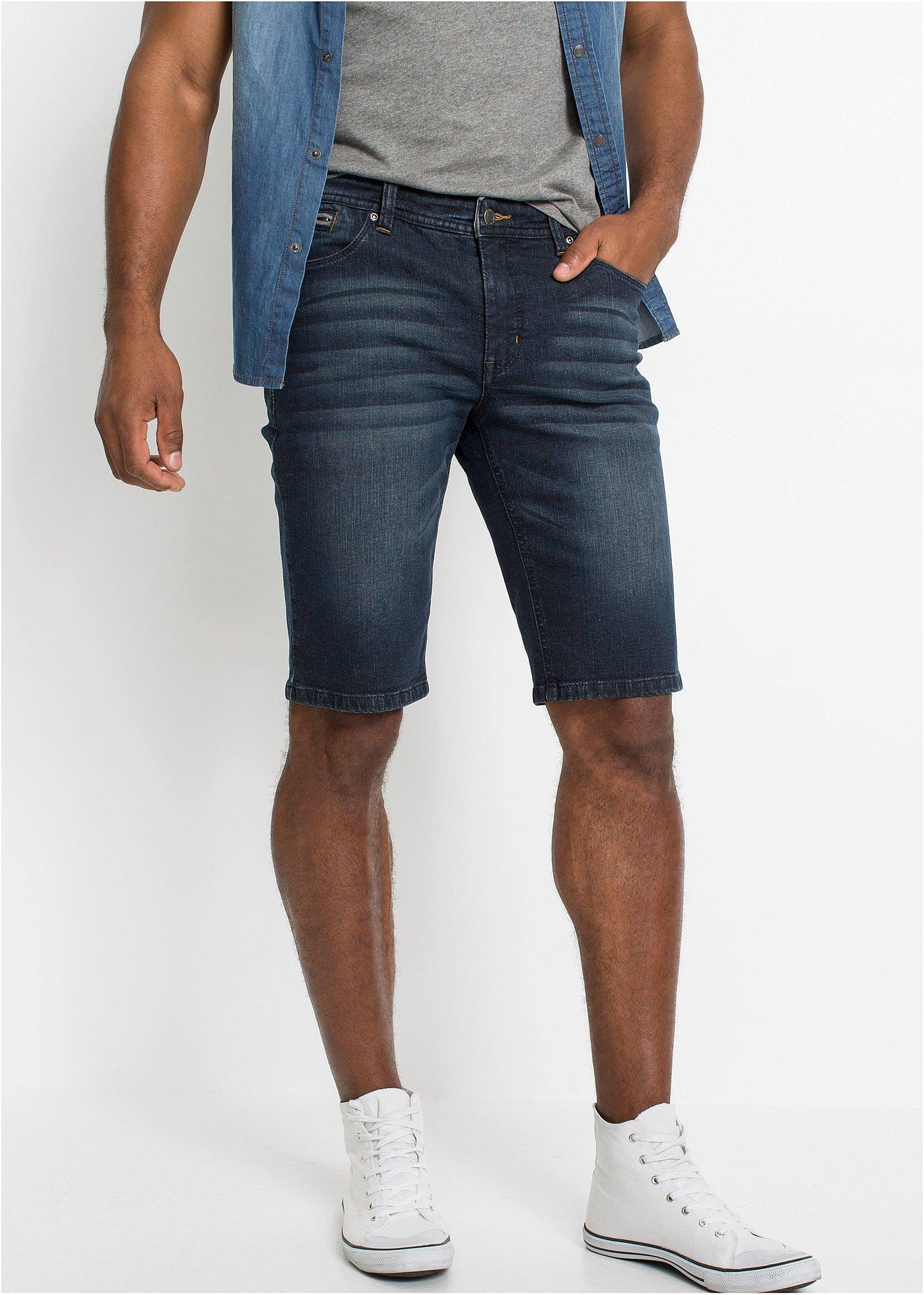 Bermudy dżinsowe ze stretchem o kroju slim fit - Bonprix