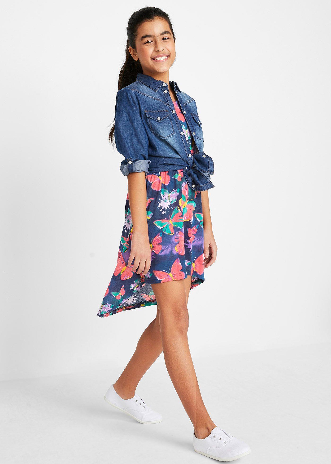 Sukienka z dżerseju, z dłuższym tyłem - Bonprix