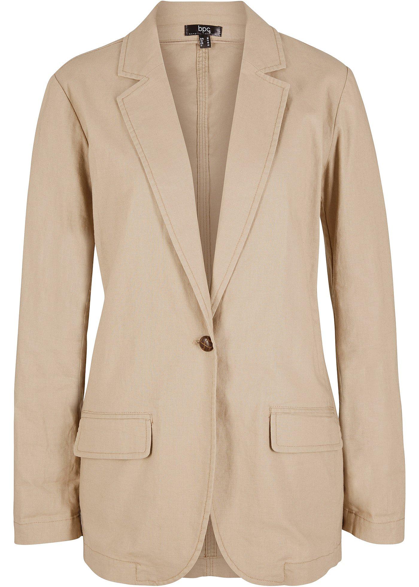 Blazer mit nachhaltigem Leinen, Loose Fit