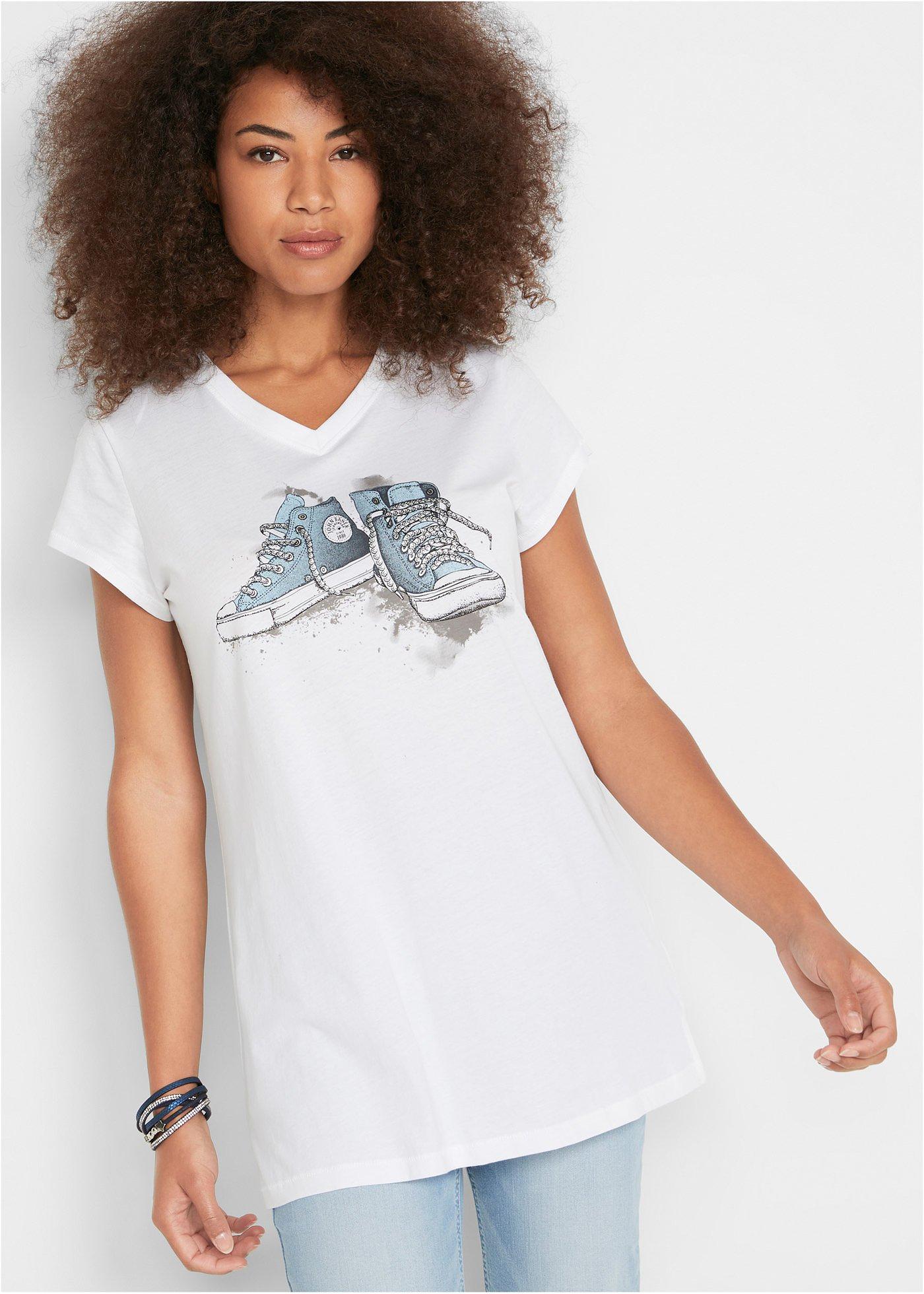 Długi shirt z nadrukiem - Bonprix