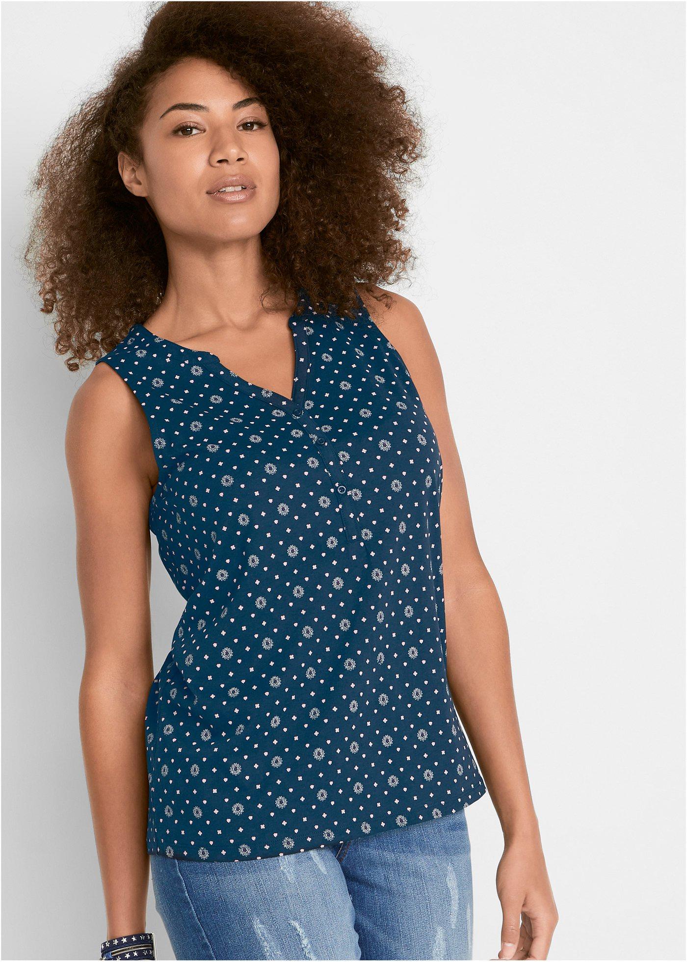 Top shirtowy z nadrukiem - Bonprix