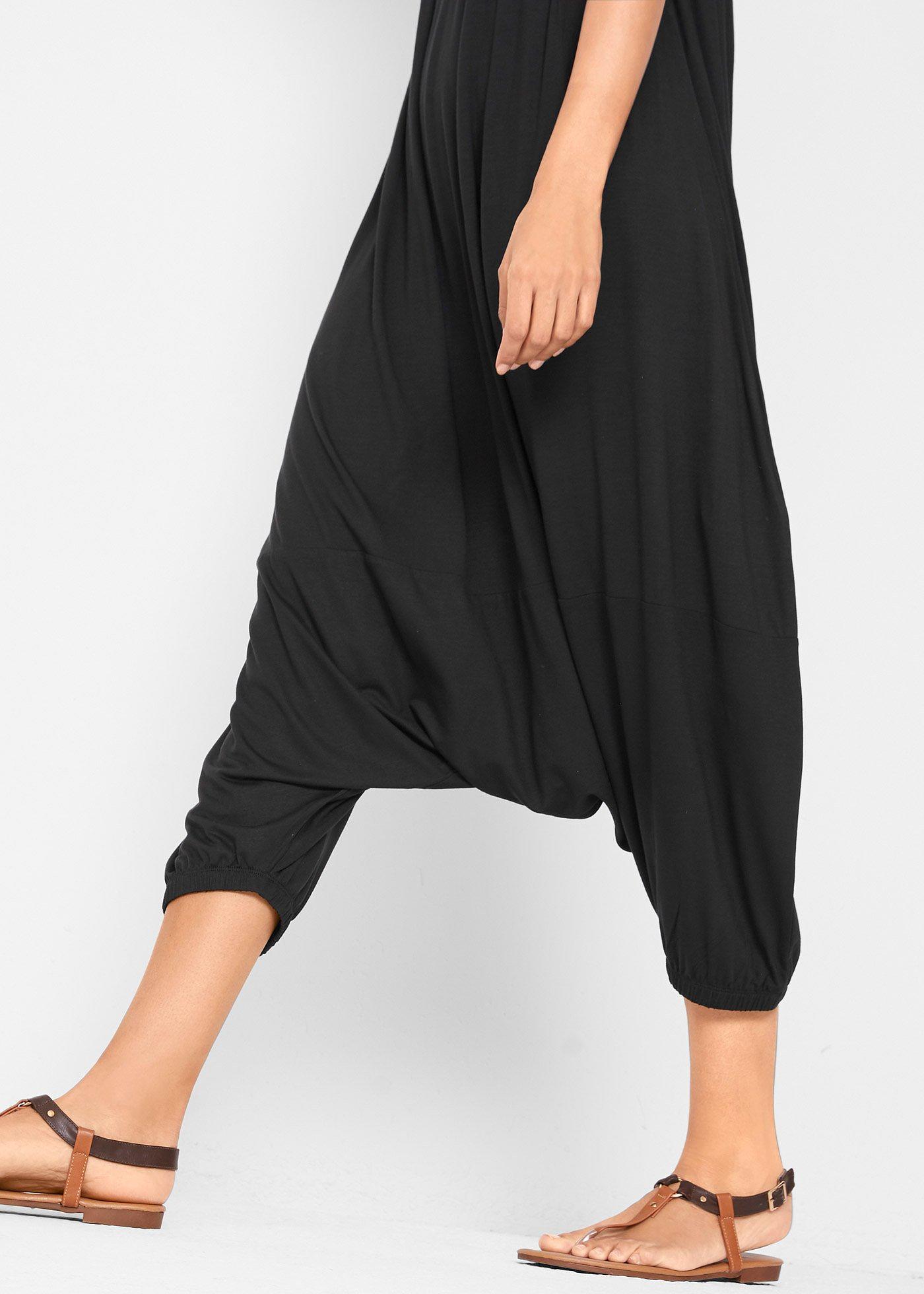 Kombinezon ze spodniami haremkami, z mieszanki wiskozy - Bonprix