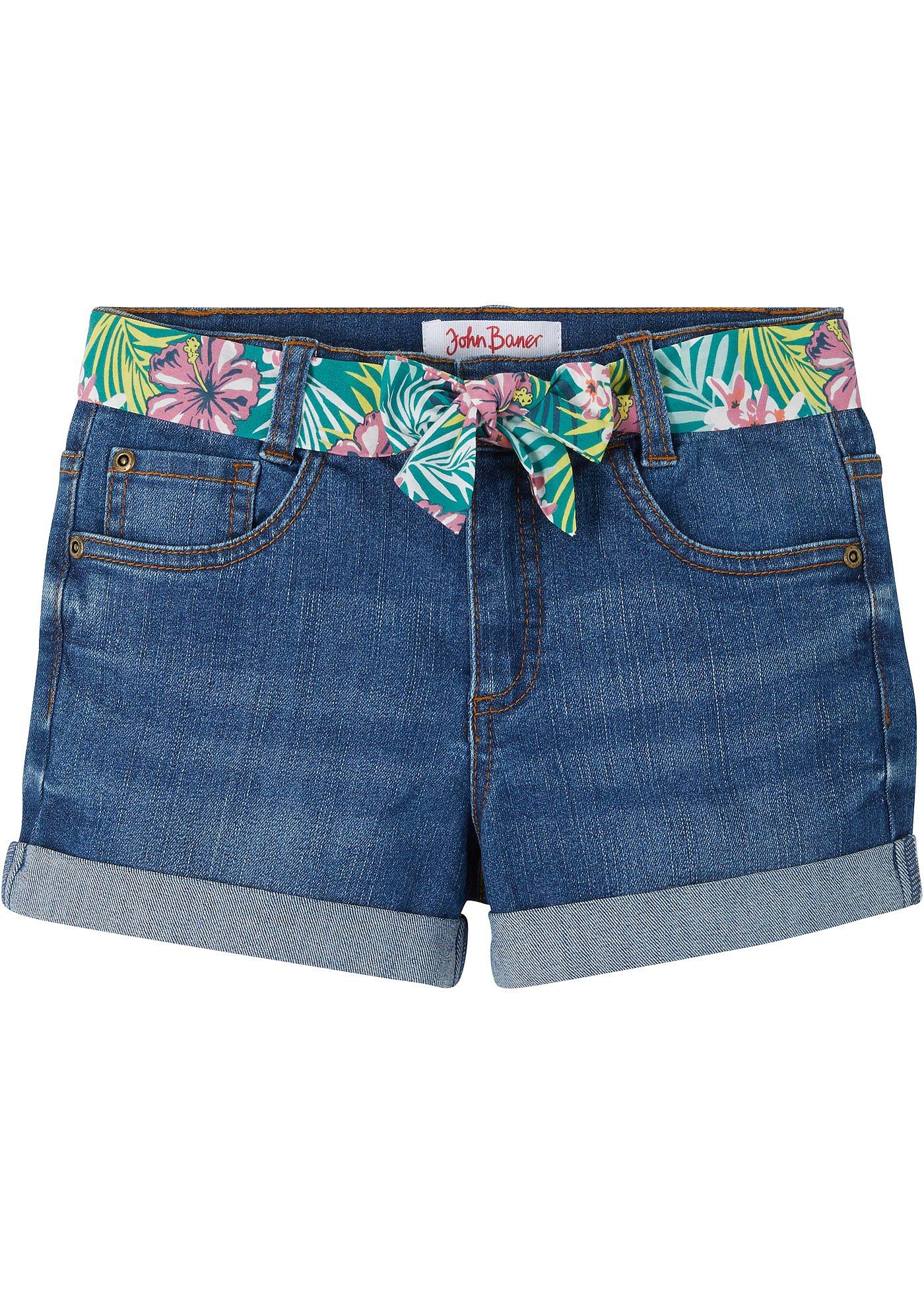 Mädchen Jeans-Shorts mit Gürtel