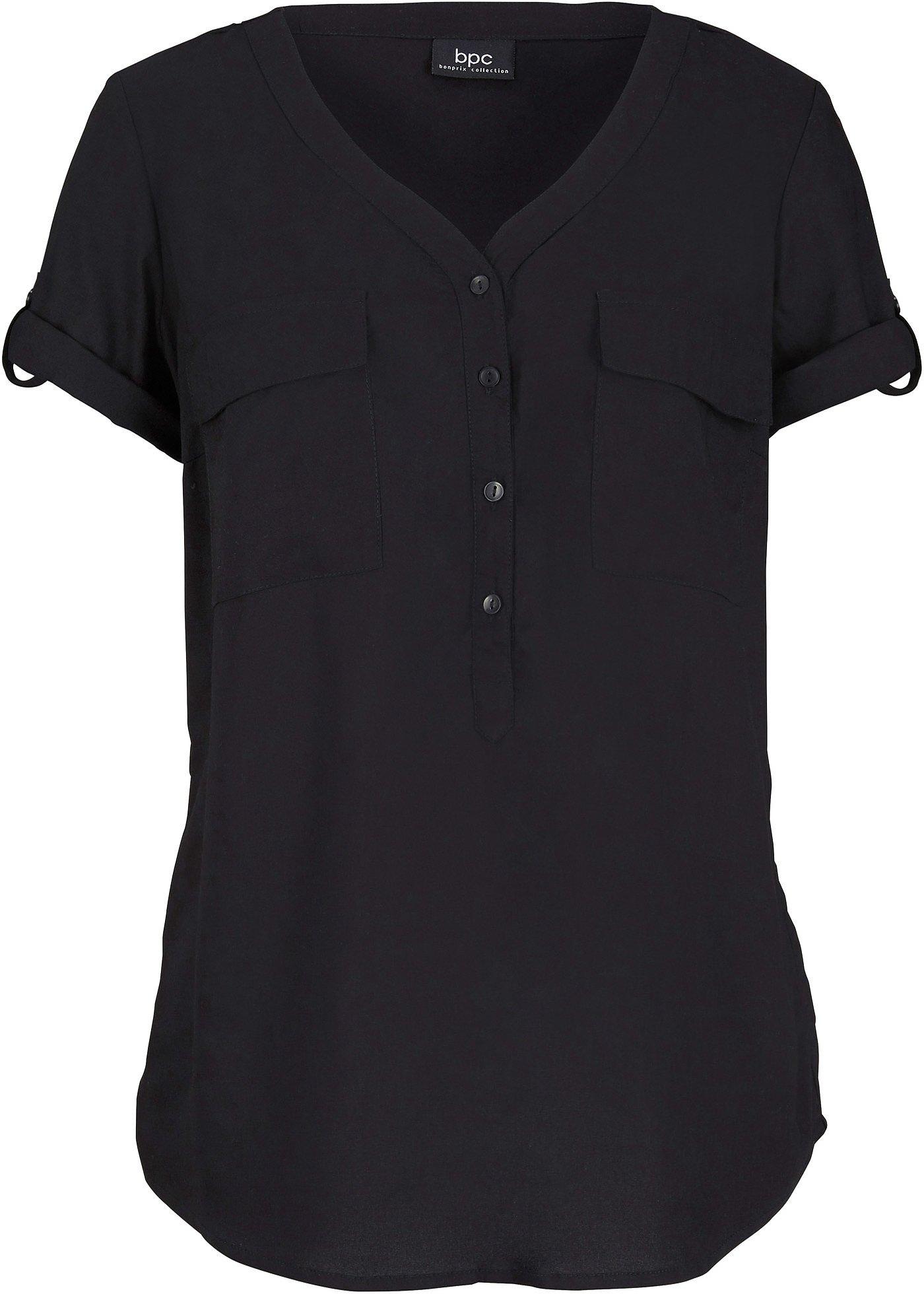 Bluse mit V-Ausschnitt, kurzarm