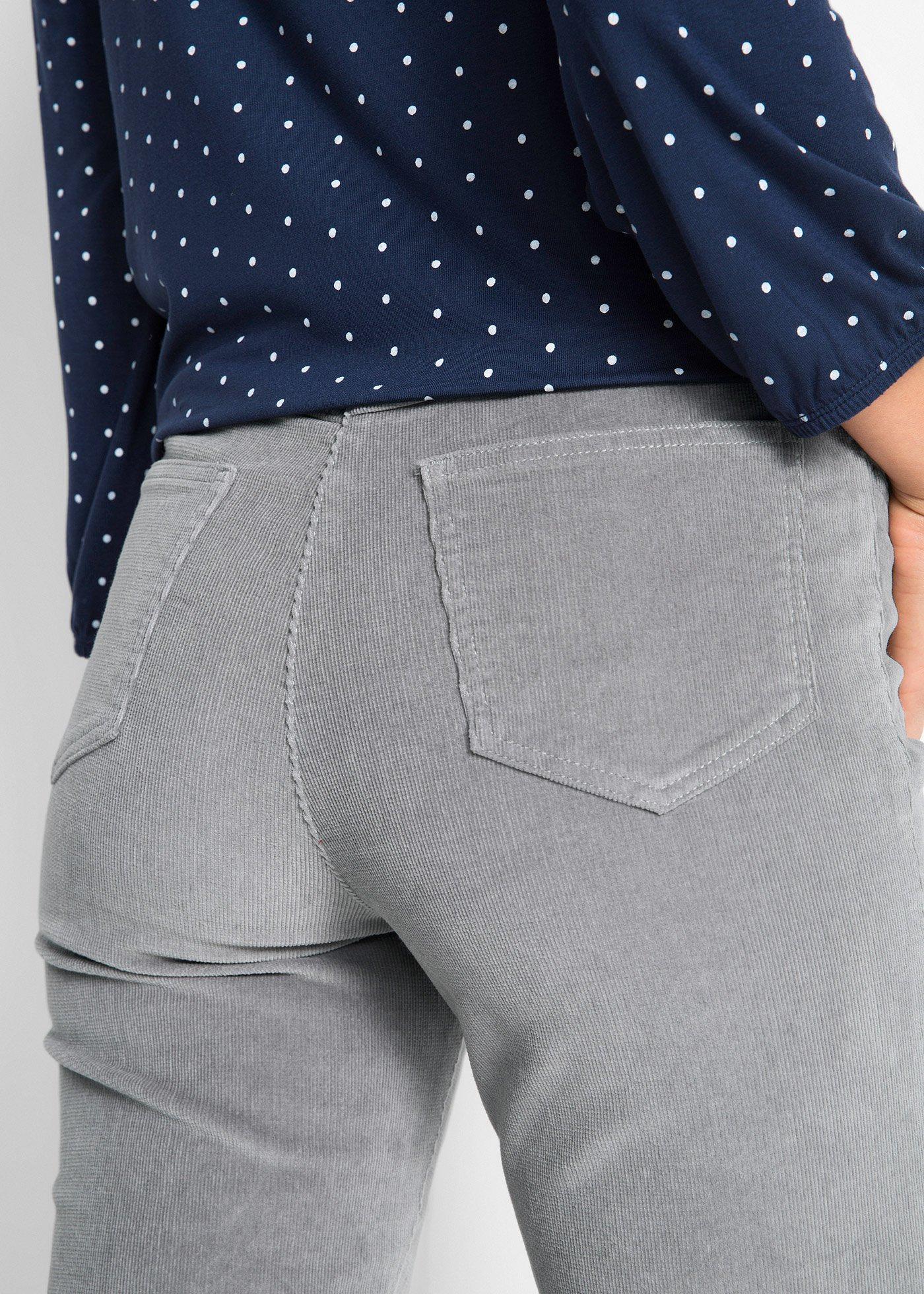 Spodnie sztruksowe ze stretchem, straight - Bonprix