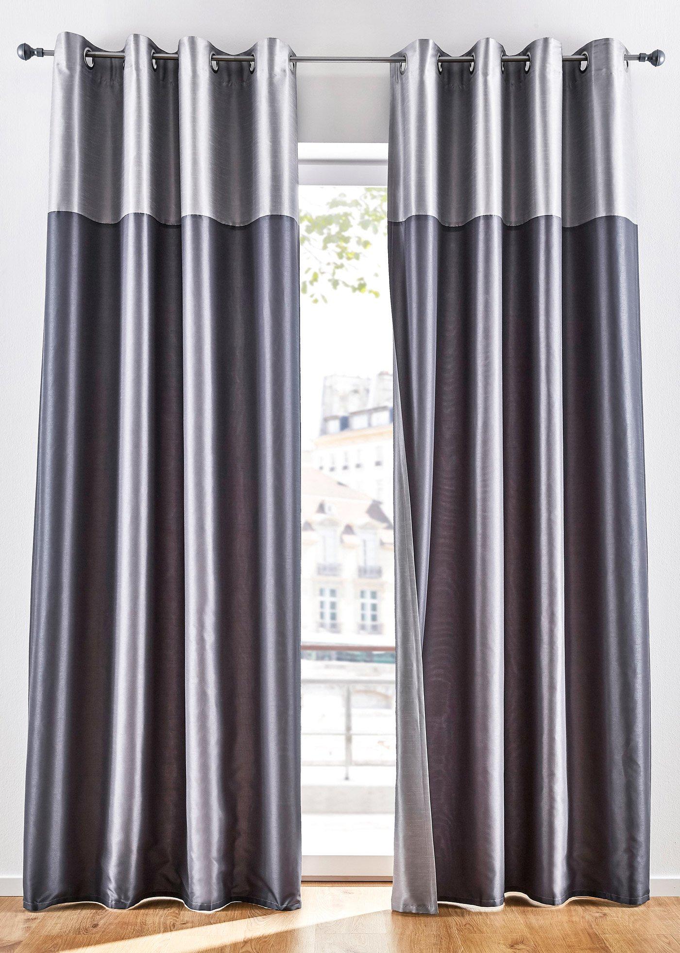 Eleganter Wendevorhang mit leichtem Glanz - silber/anthrazit, Ösen