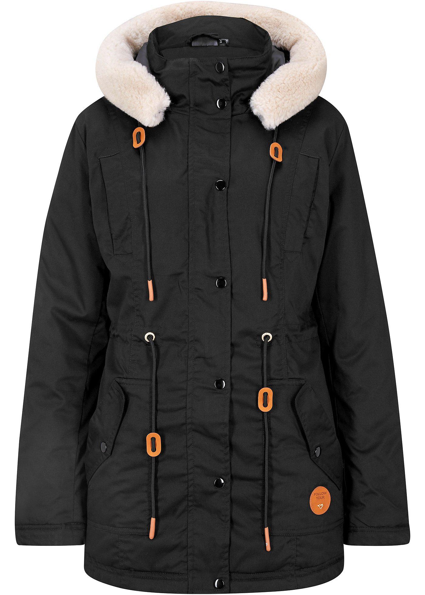 Wattierter Parka mit Fellimitat-Besatz