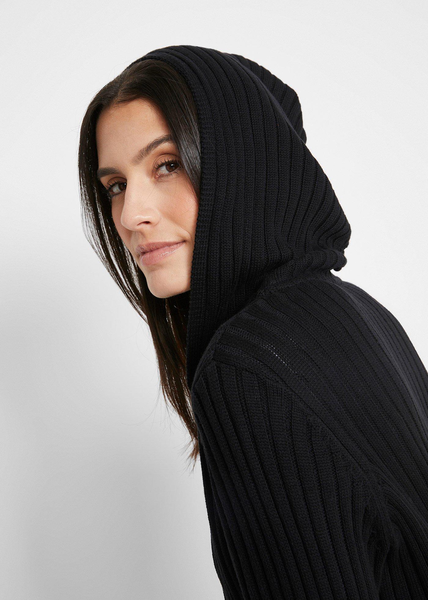 Sweter bez zapięcia z kapturem - Bonprix