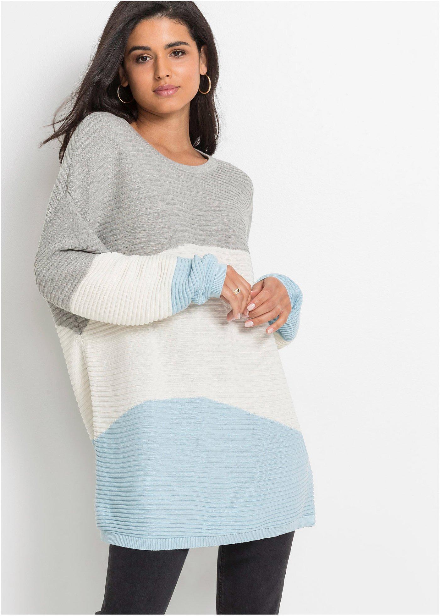 Sweter w prążek - Bonprix