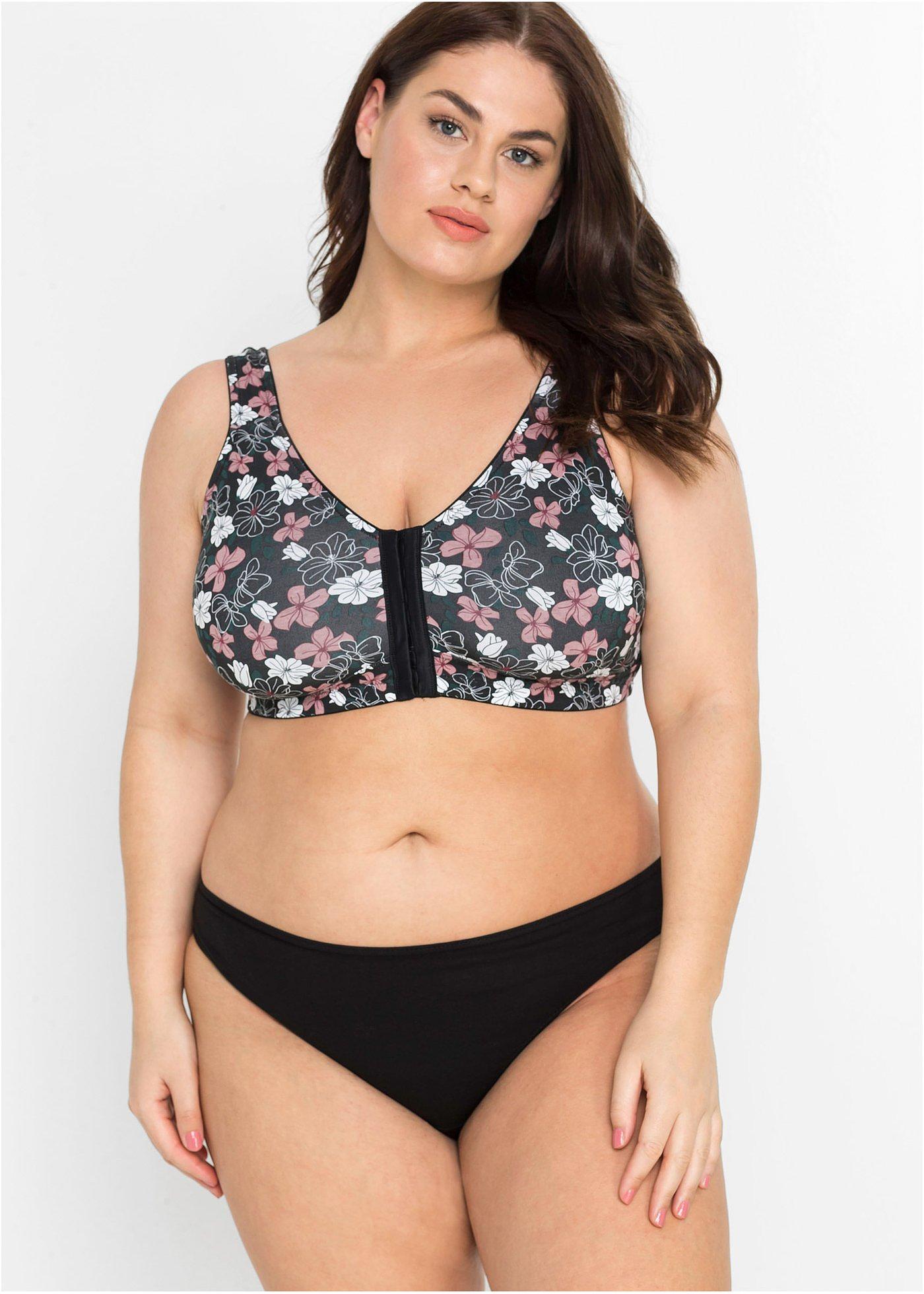 Biustonosz z zapięciem z przodu, bez fiszbinów (2 szt.), z bawełny - Bonprix