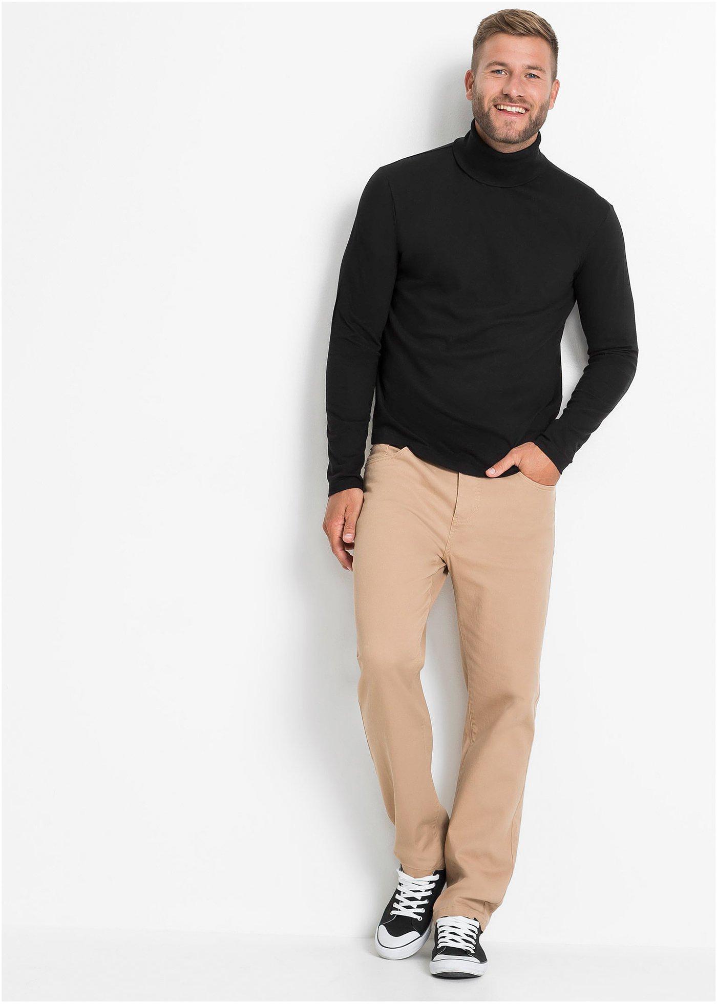 Shirt z długim rękawem i golfem, z czystej bawełny - Bonprix