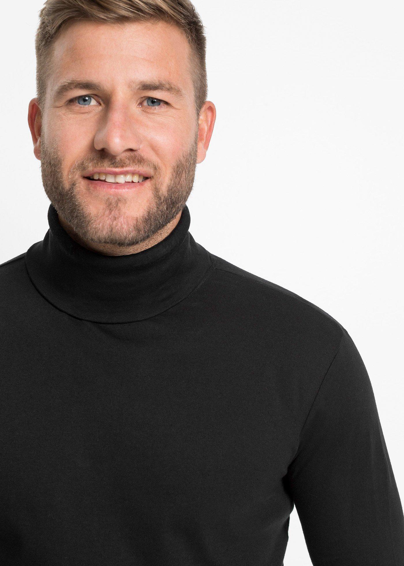 Shirt z długim rękawem i golfem, z czystej bawełny - Bonprix